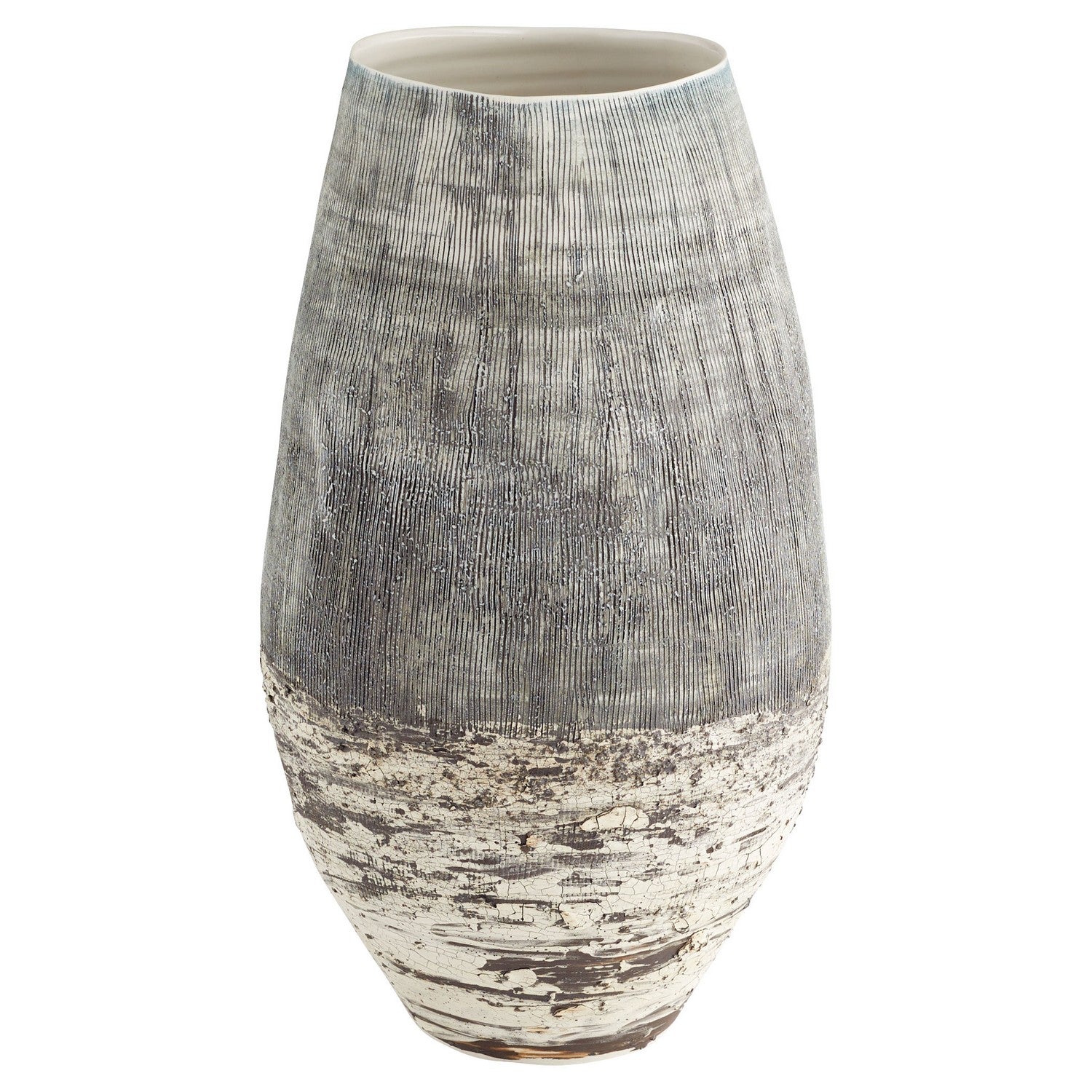 Cyan Design 11413 Calypso Vase - Large Off White & Brown Ceramic Vase for Home Decor, Wedding Centerpiece, Living Room Table Decor