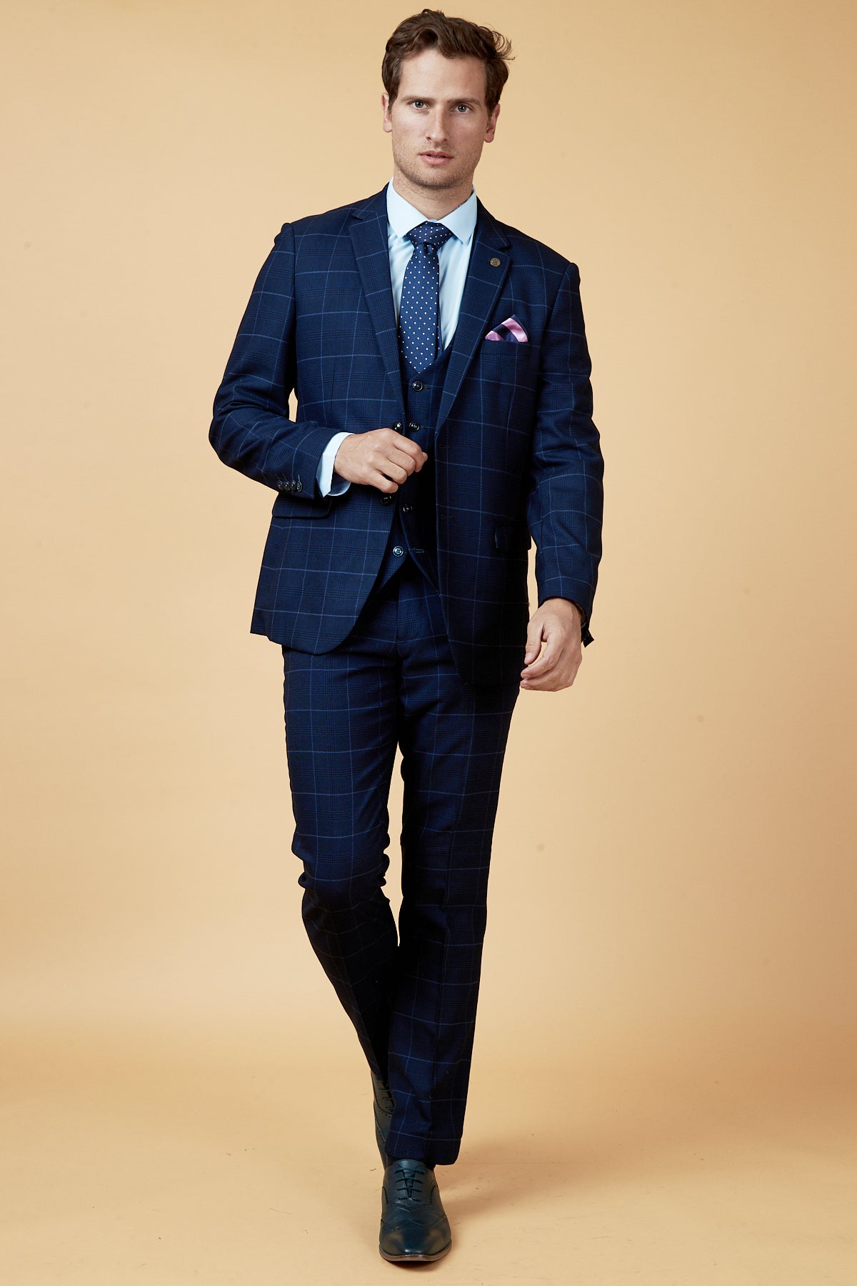 Edinson Navy Sky Check Suit - Cardiff City F.C. Official Collection - Worn by Joe Ralls - Perfect for Matchdays, Weddings & Formal Events