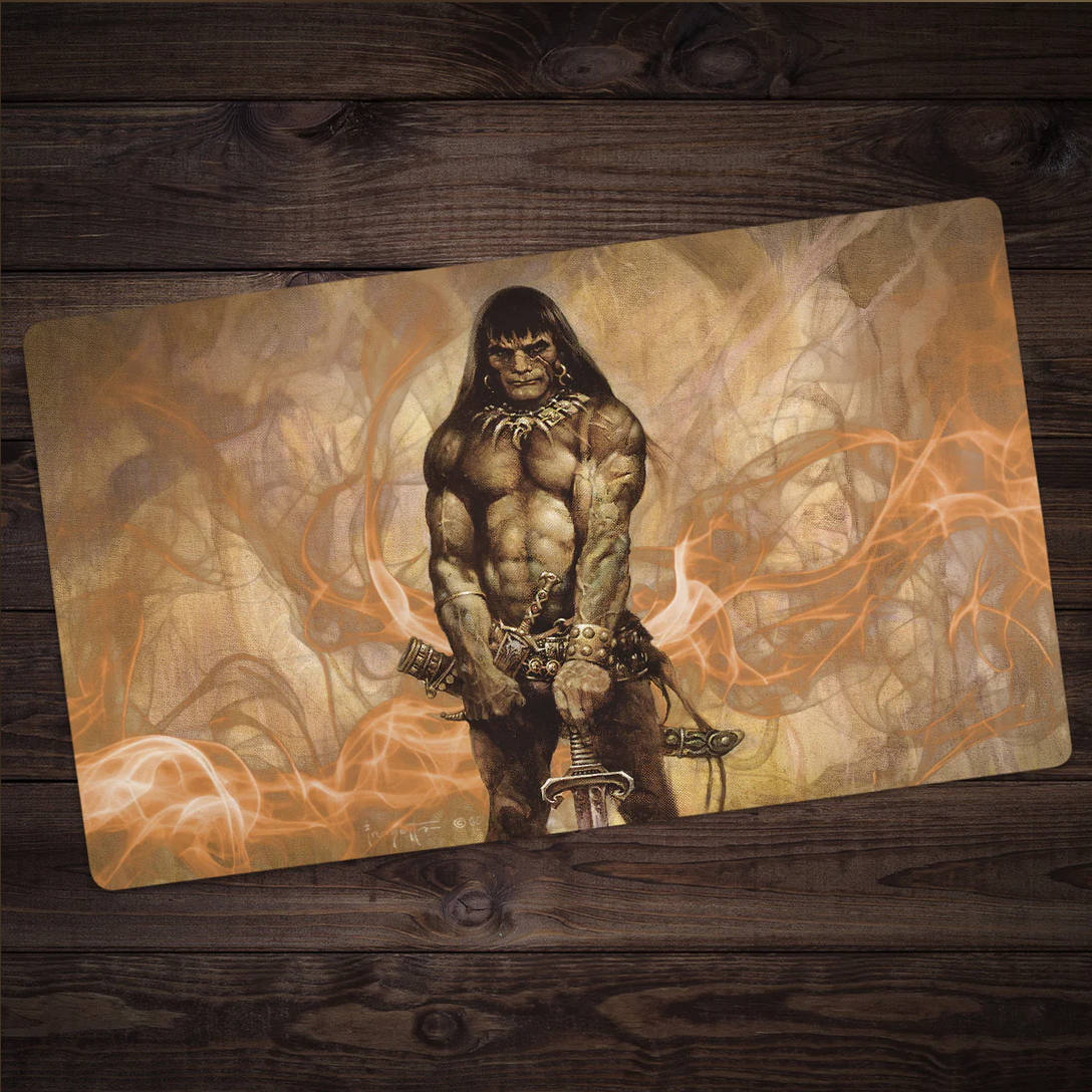 Inked Gaming Frazetta's The Barbarian Playmat - Premium Mouse Pad for Gaming, Office & Home Use - Non-Slip Rubber Base - Perfect for MTG, Yu-Gi-Oh!, D&D and Board Games