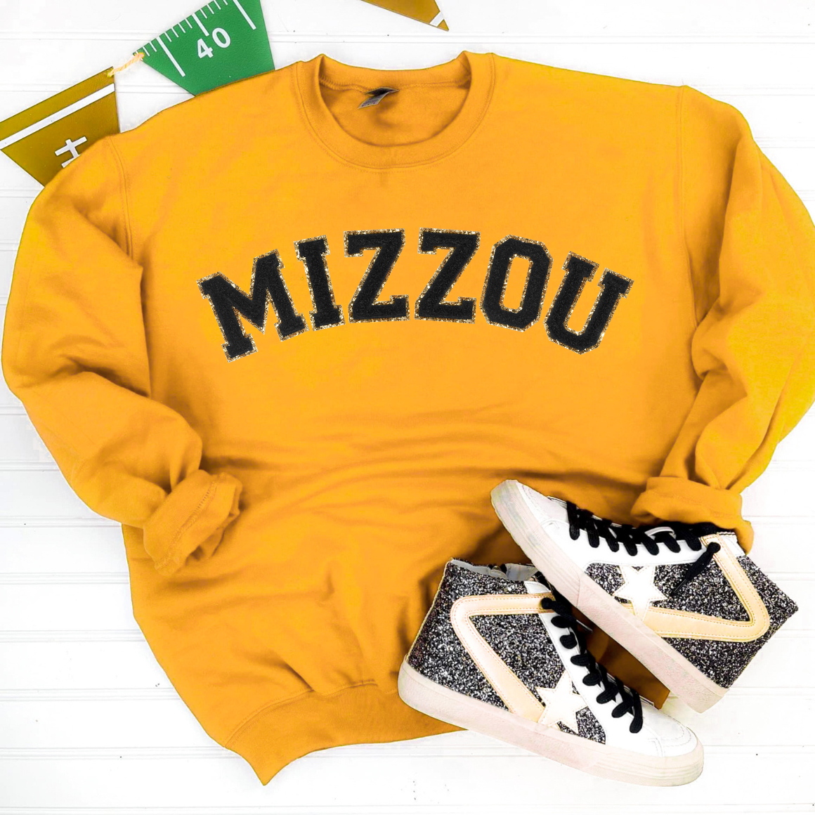 Game Day Patch Sweatshirt - Comfortable & Stylish Embroidered Hoodie for Sports Fans | Perfect for Football, Basketball & Tailgating Events