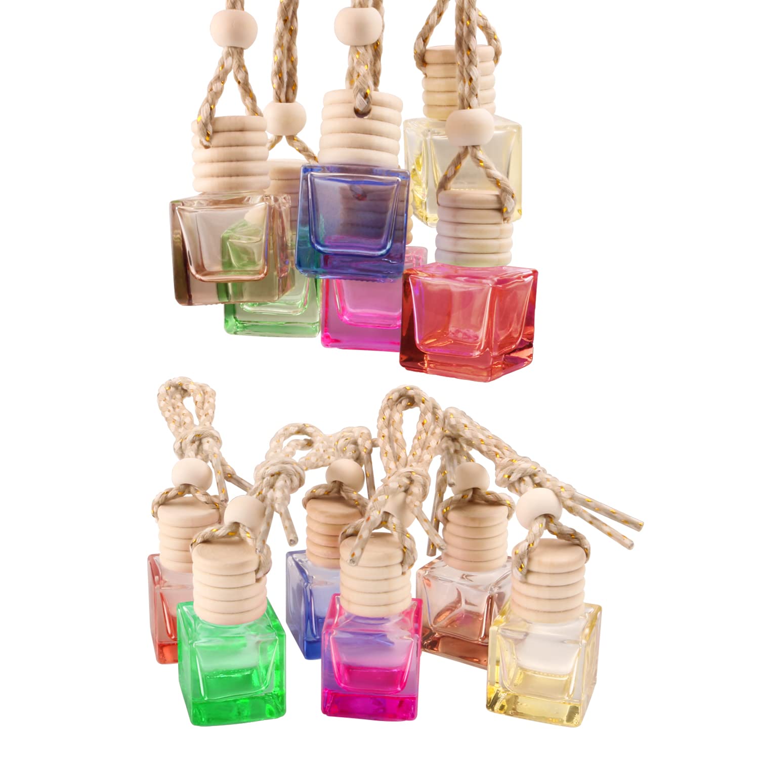 12 Pcs Hanging Perfume Bottle Car Air Freshener - Essential Oil Diffuser & Fragrance Pendant for Car, Home, Office Decor - Perfect for Aromatherapy, Gift Giving & Vehicle Accessories