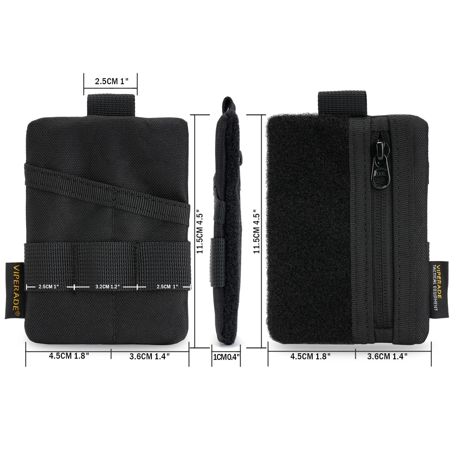 VIPERADE VE15 Mini EDC Pouch - Compact 3-Pocket Organizer with Hook & Loop Panel, Small Multitool Bag for Tactical Gear, Knives & Everyday Carry Accessories - Perfect for Hiking, Camping & Outdoor Adventures