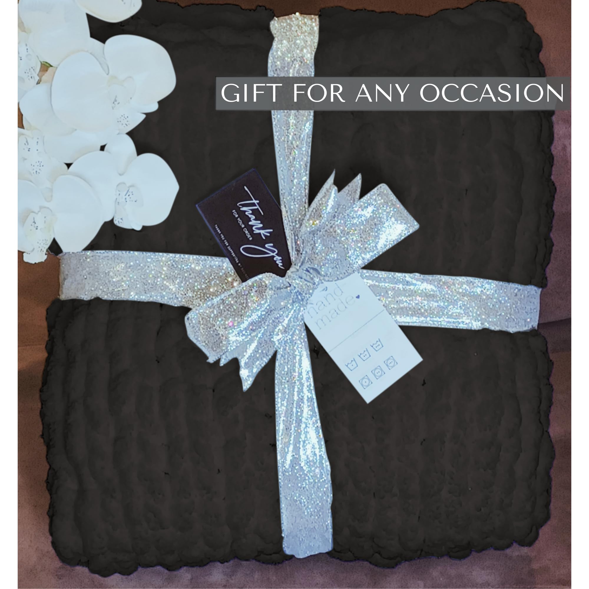 Personalized Chunky Knit Blanket Throw - Handmade Oversized Chenille Blanket with Monogram - Soft Cozy Knitted Throw for Couch, Bed & Nursery - Perfect Mother's Day Gift (50x60 inches, Gray)