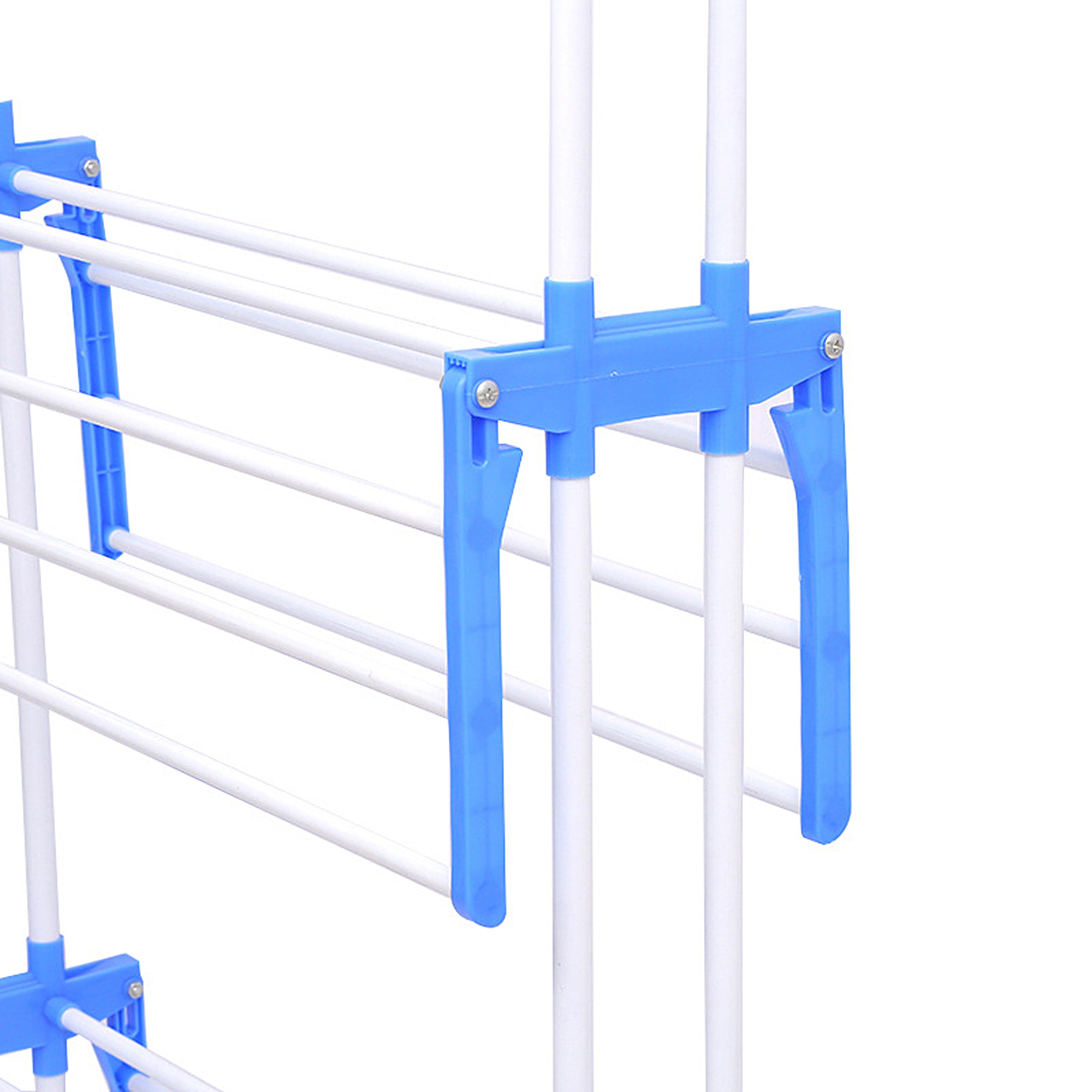 Milex Blue Folding Floor Standing Clothes Drying Rack - Heavy Duty Laundry Rack for Indoor & Outdoor Use - Space Saving Clothes Airer for Apartments, Balconies, and Camping