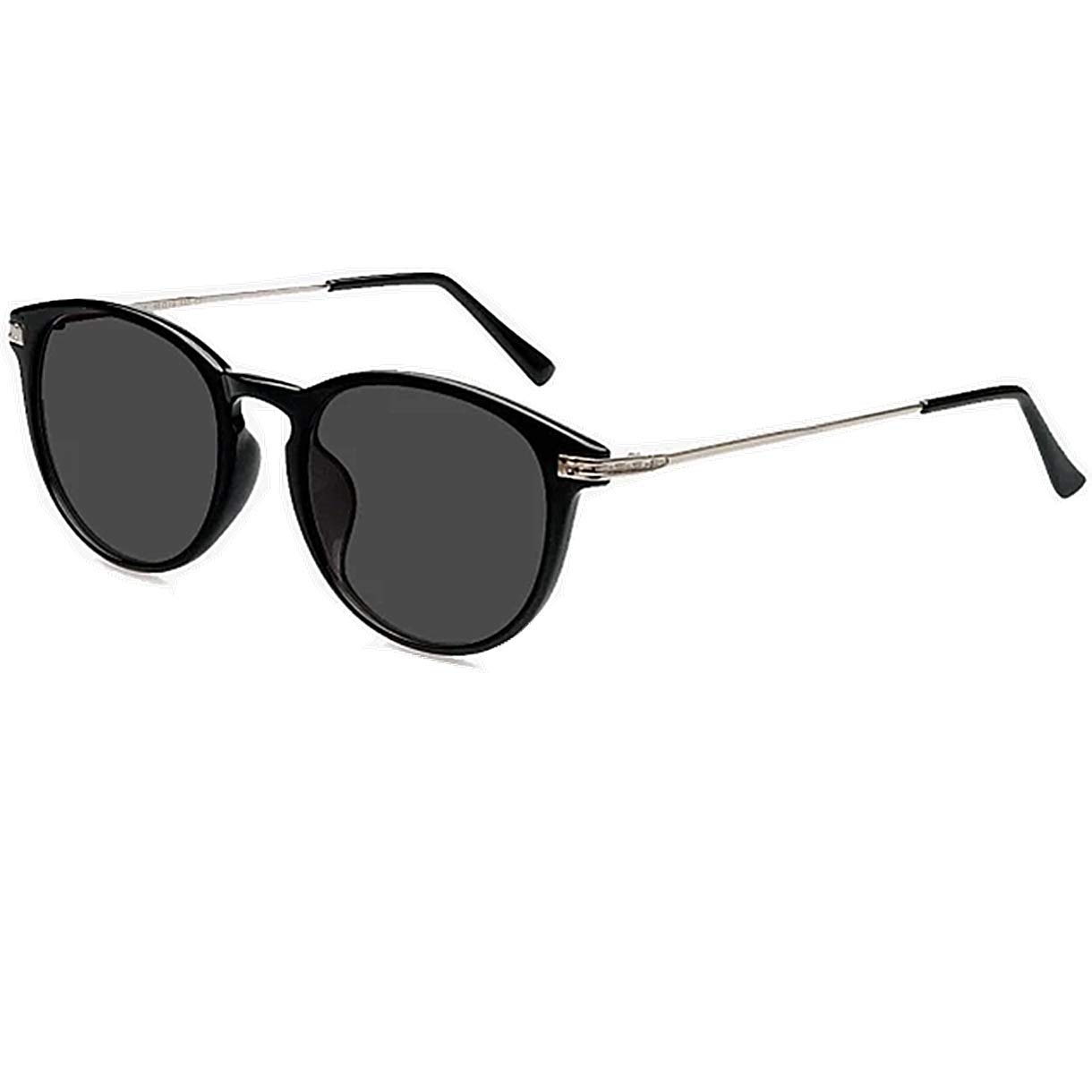 VisionGlobal Polarized Vintage Round Sunglasses for Women & Men - Classic Retro Designer Style UV Protection - Perfect for Driving, Beach & Outdoor Activities (Black)