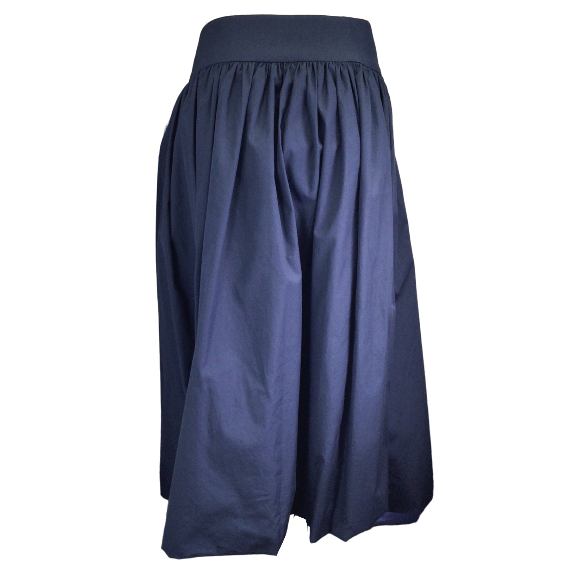Molly Goddard Navy Blue Cotton Midi Skirt for Women | Flowy A-Line Skirt with Elastic Waist | Perfect for Casual Wear, Office Outfits & Summer Dresses