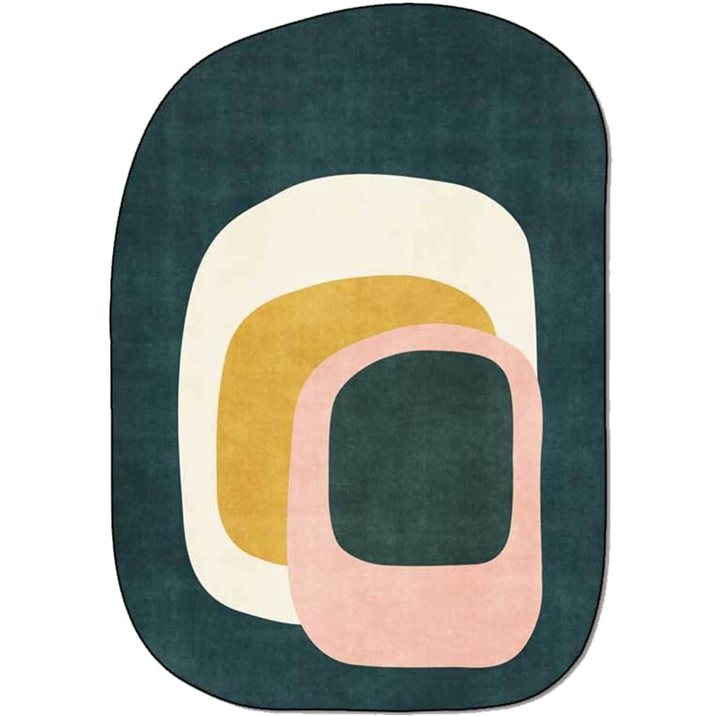 Modern Geometric Patchwork Area Rug - Ombre Farmhouse Decor Carpet for Living Room, Bedroom, Kitchen Runner - Non-Slip Indoor Outdoor Rug - 3.2'x5.2' Green - Perfect for Boho Chic Home, Entryway & Dorm Decor