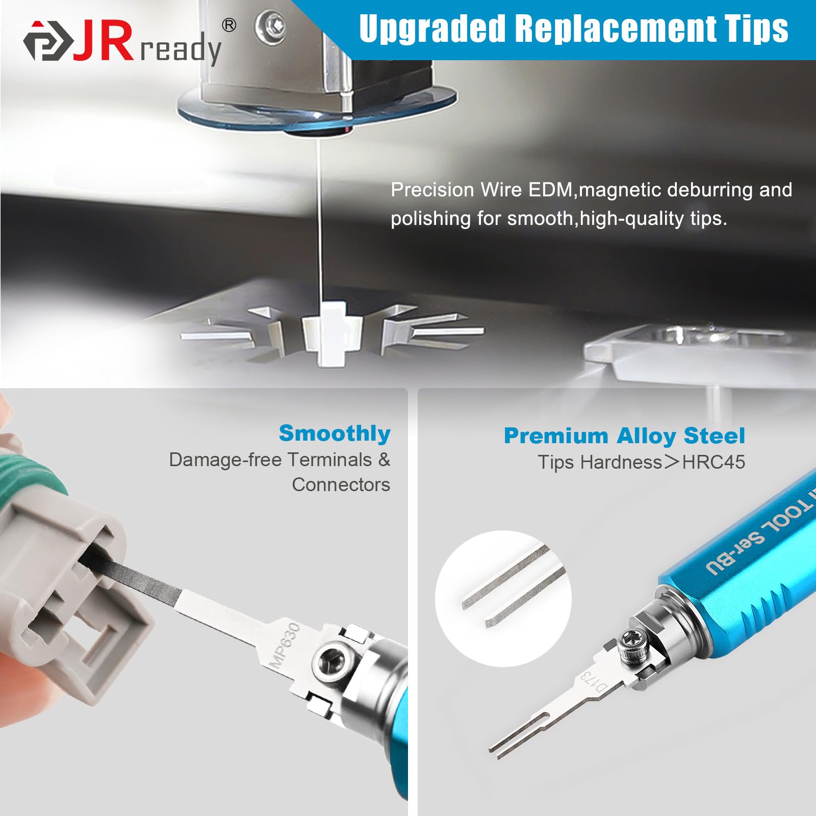 JRready ST5349 24PCS Pin Removal Tool Kit - Professional Electrical Terminal Extractor Set for Deutsch, AMP/TE, Molex, Delphi, JST, Harting Connectors - Perfect for Automotive Wiring, Electronics Repair & DIY Projects