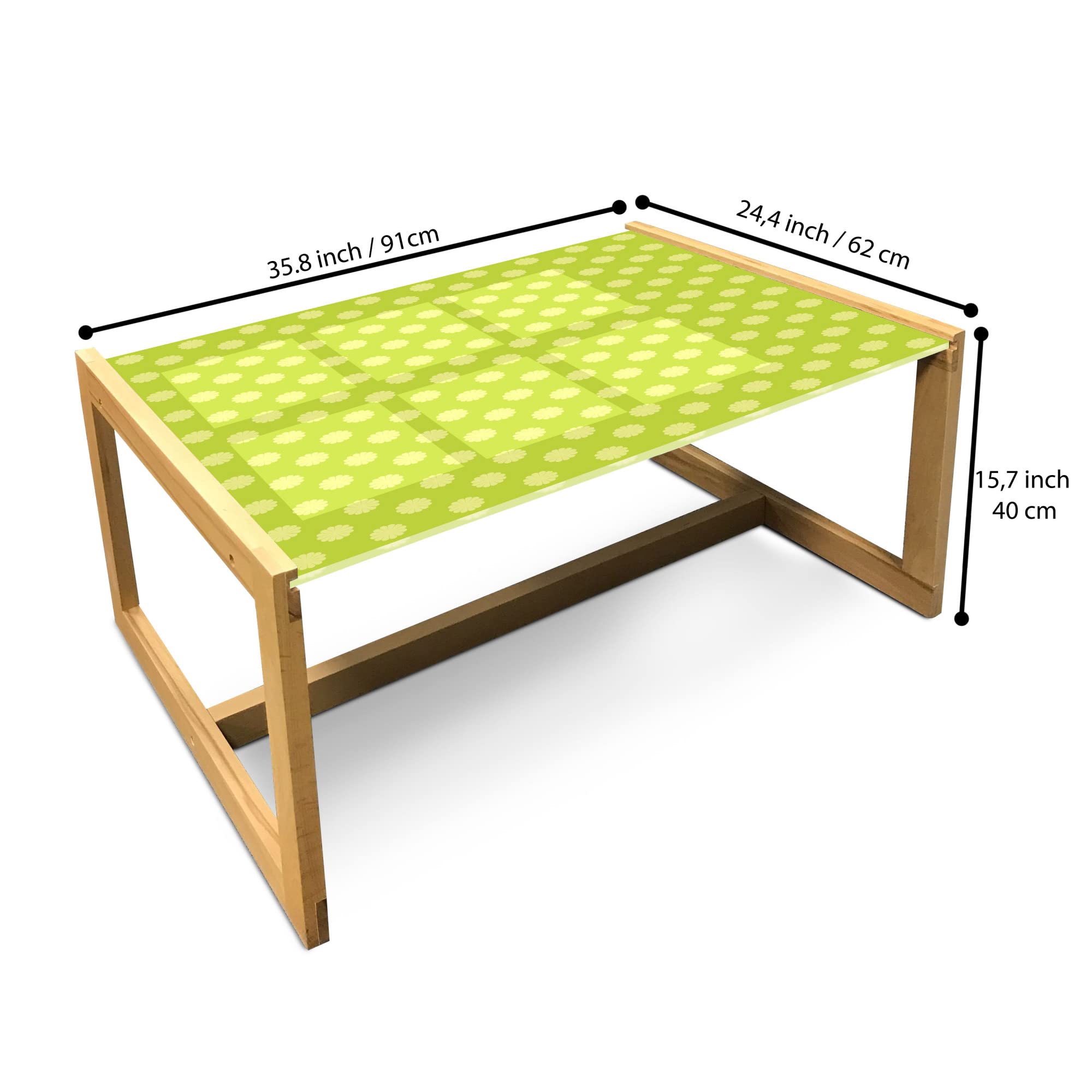 Ambesonne Floral Coffee Table, Acrylic Glass Top with Wooden Frame - for Office & Dorm Decor