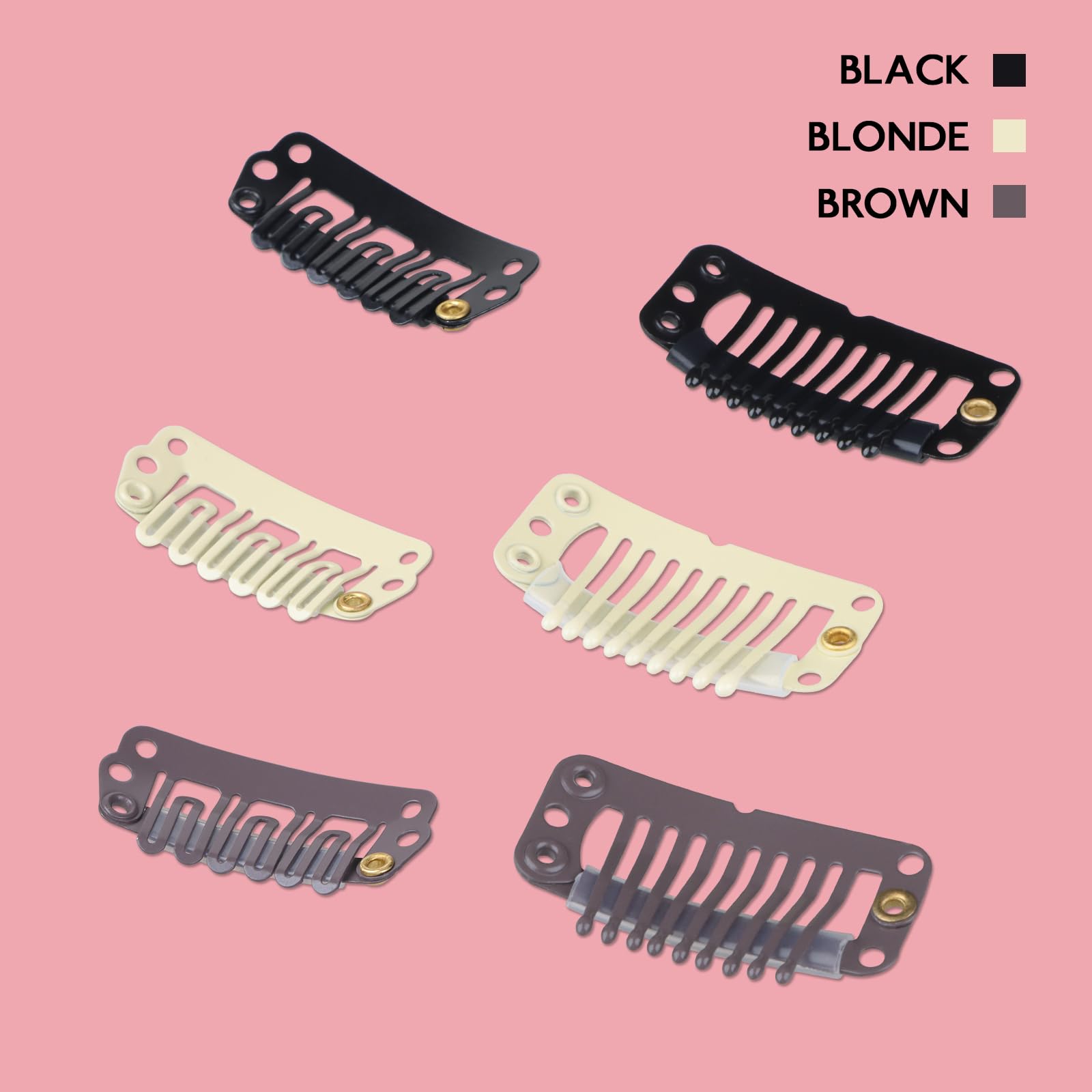 WENNALIFE 4 Pack Black Hair Extension Replacement Clips - Stainless Steel Wire Hair Extensions Clips - Strong & Durable for Seamless Blending - Perfect for Daily Styling, Parties & Special Occasions