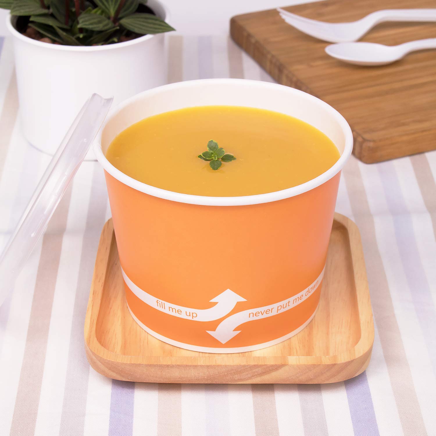 16oz (1000 Count) Disposable Paper Soup Bowls - Eco-Friendly Hot & Cold Food Containers for Soup, Noodles, Pasta, Snacks - Orange - Perfect for Restaurants, Catering, Parties and Takeout