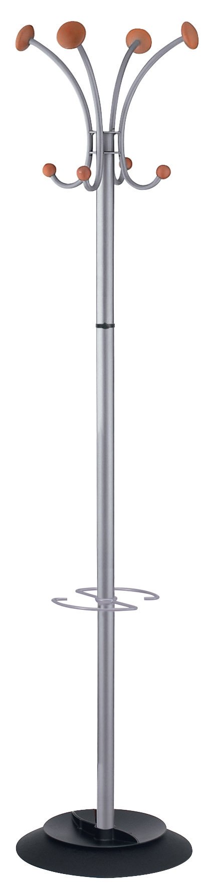 Stylish Coat Rack with 4 Knobs & 4 Hooks - Steel & Wood Construction in Metallic Gray & Mahogany - Perfect for Entryway, Bedroom or Office Organization