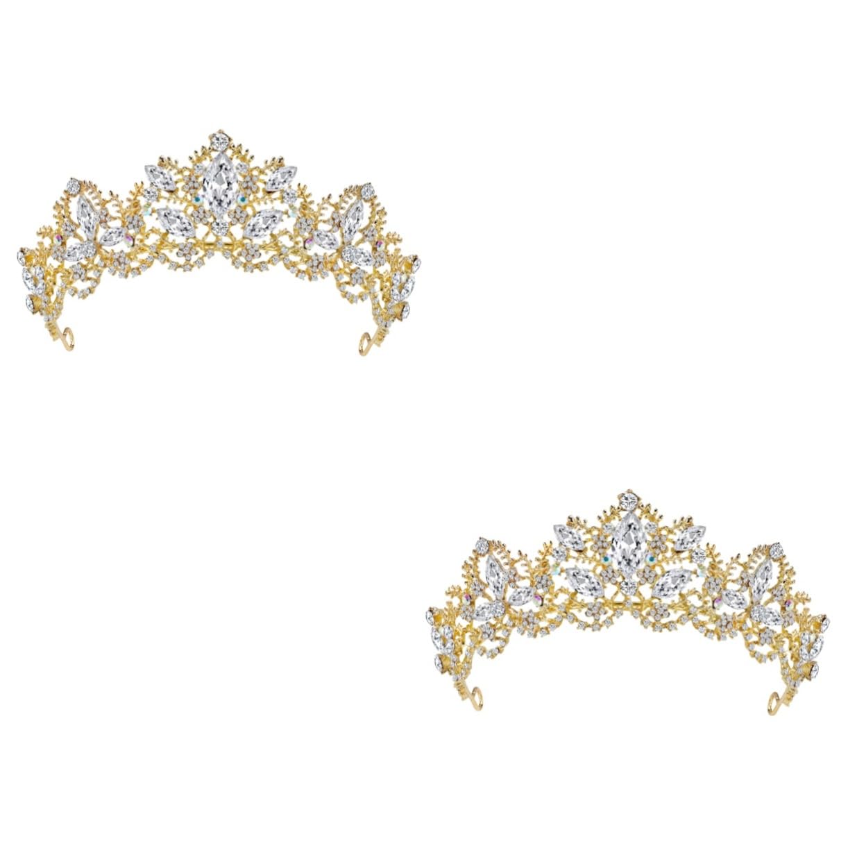 Elegant Vintage Crystal Bridal Tiara Headpiece - 2 Pcs Wedding Headband with Diamond Accents for Bride, Photography & Princess Banquet Jewelry - Perfect for Weddings, Photo Shoots & Special Occasions