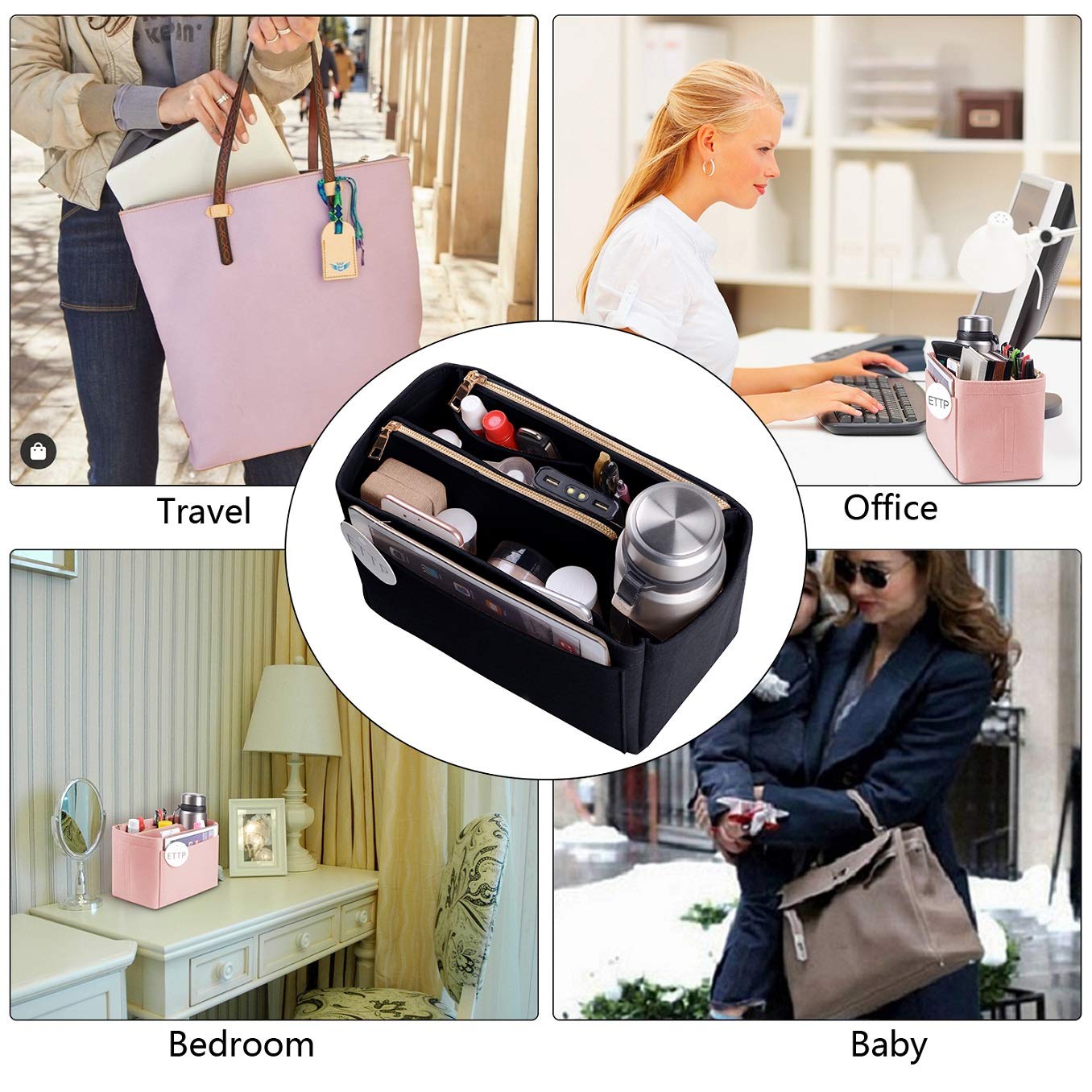 Premium Felt Purse Organizer Insert for LV Speedy, Neverfull & Tote Bags - 5 Sizes Handbag Shaper & Storage Solution | Perfect for Travel, Work & Everyday Organization
