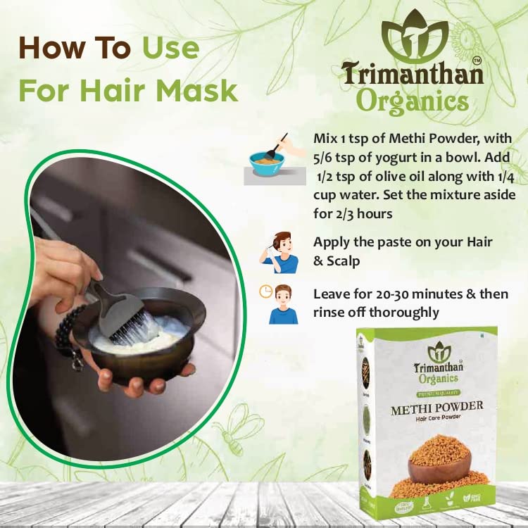TRIMANTHAN ORGANICS Fenugreek (Methi) Seed Powder for Hair Growth & Care | 100% Natural Herbal Supplement | Organic, Chemical-Free (250g) | Promotes Healthy Scalp & Stronger Hair for Men & Women