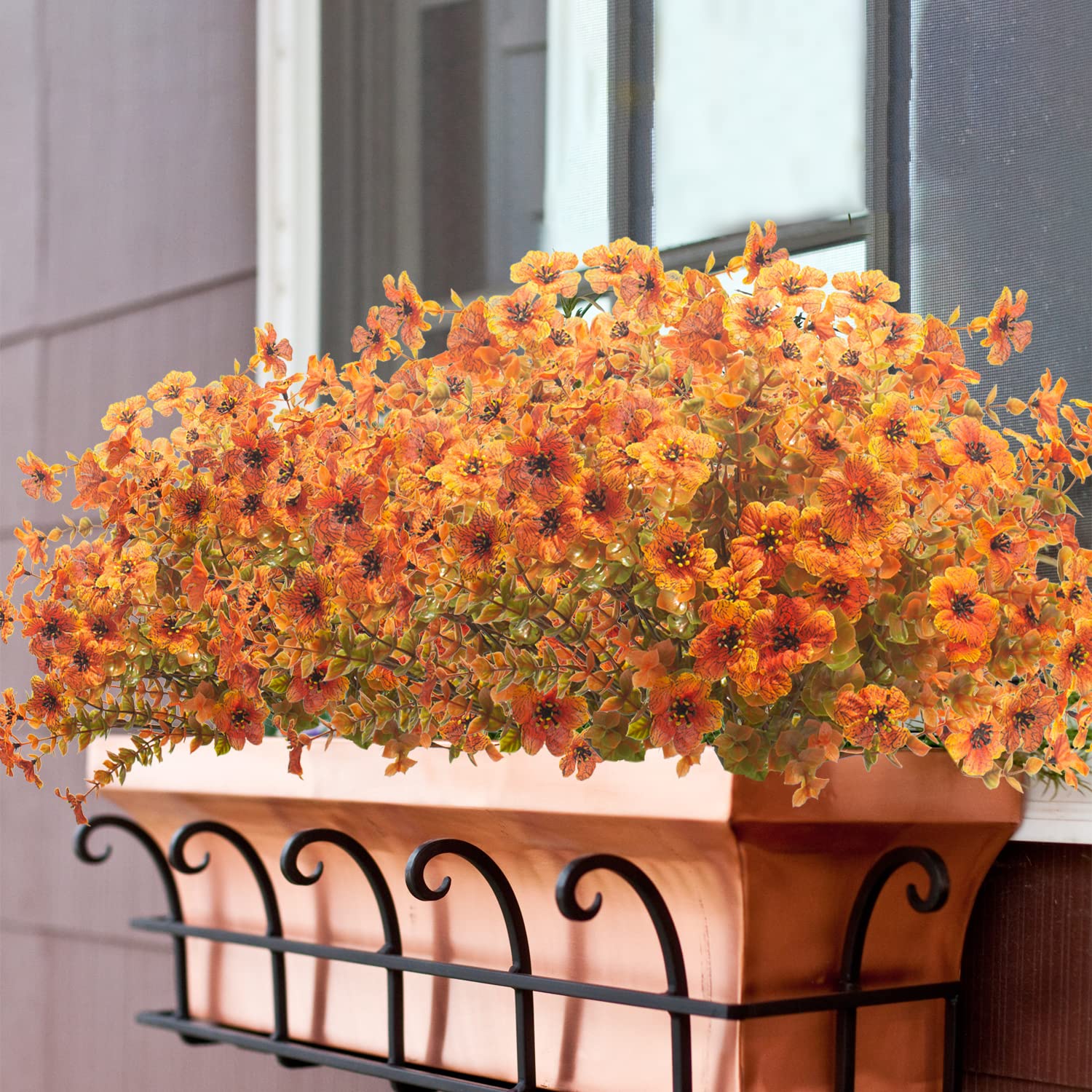 10 Bundles Artificial Fall Flowers for Outdoor Decor - UV Resistant Faux Flowers for Porch, Garden, and Fall Wreaths