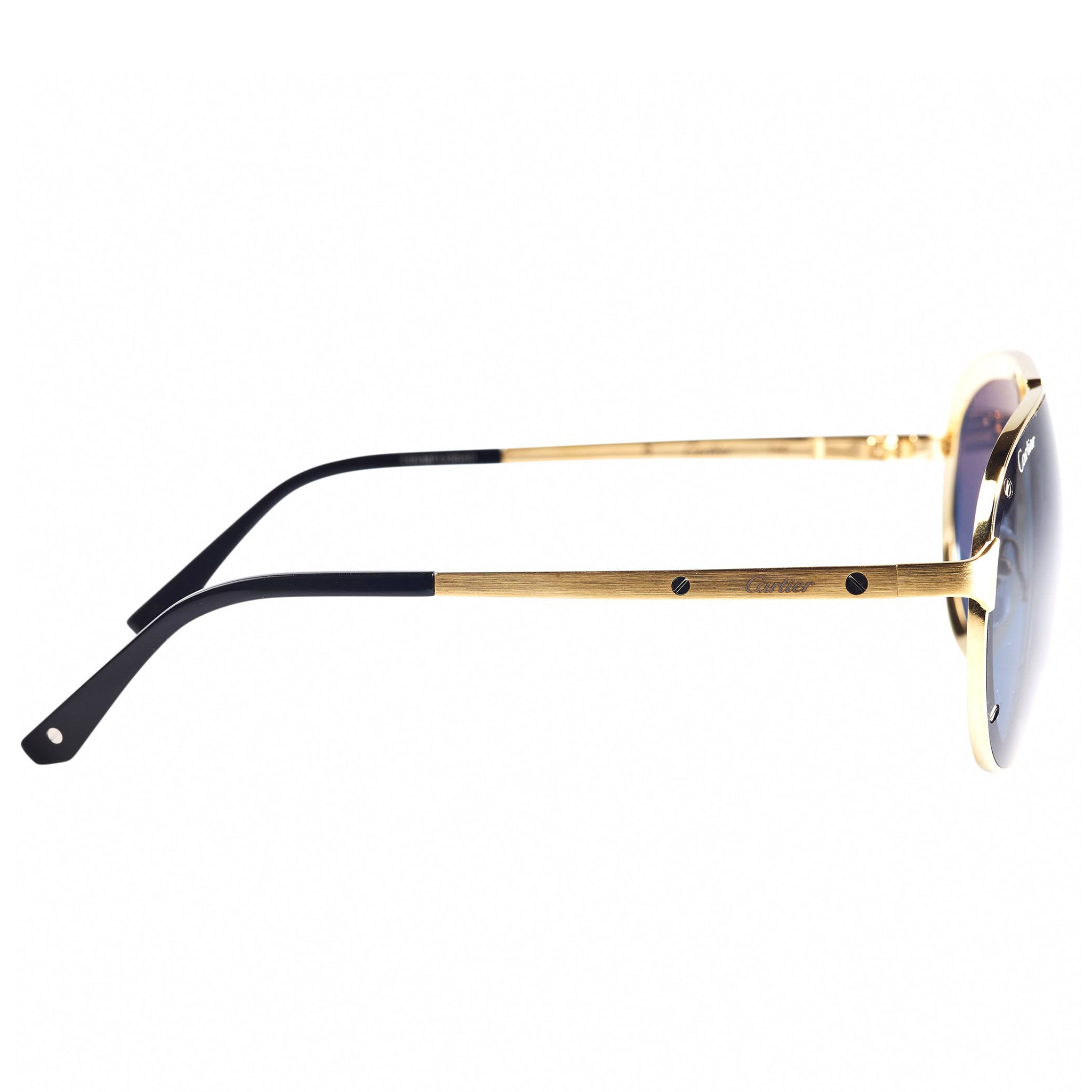 Cartier CT0195S 003 Santos De Cartier Black Gold Sunglasses for Men & Women - Luxury Designer Shades for Driving, Travel & Fashion Accessories