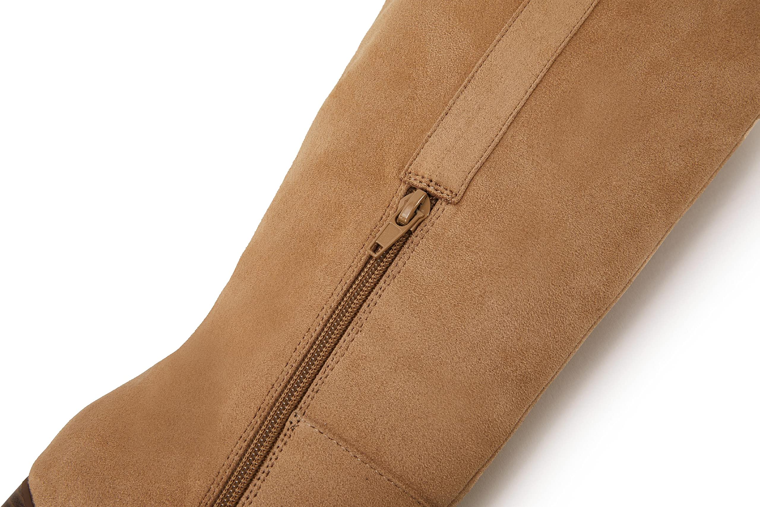 Ermonn Women's Faux Suede Knee High Boots with Side Zipper & Chunky Heel - Stretch Winter Boots for Cold Weather, Snow, and Outdoor Activities