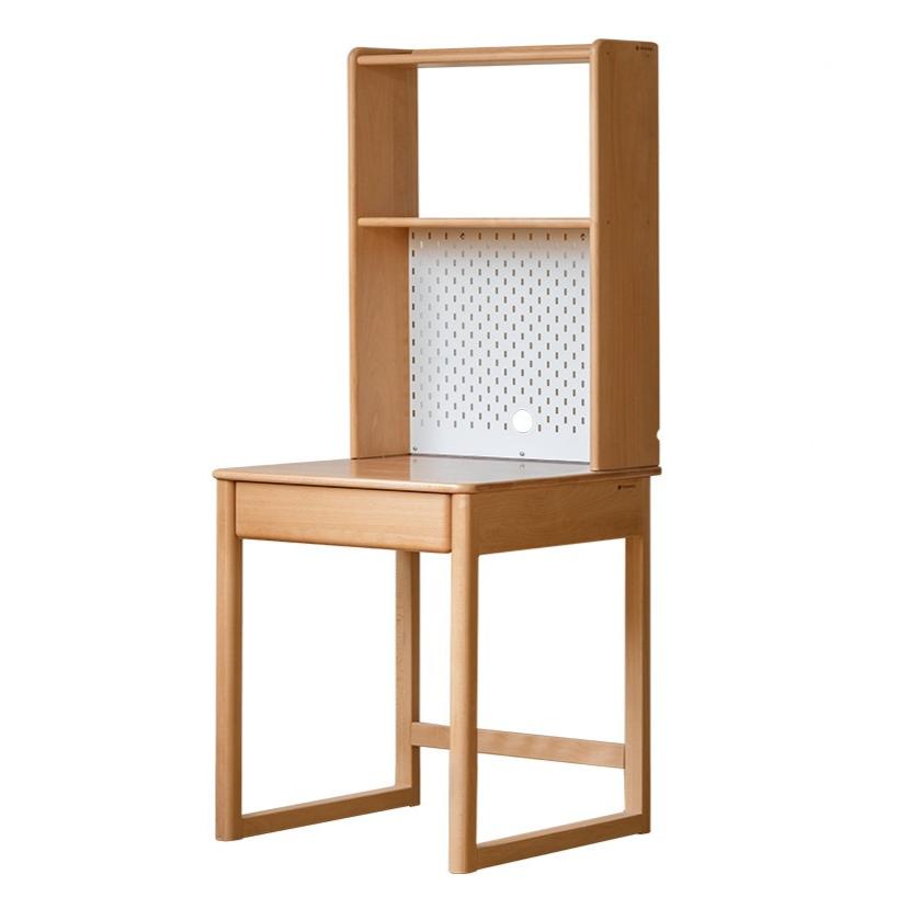 Solid Wood Beech Rubber Children's Study Desk with Bookshelf - Perfect for Kids' Bedroom, Homeschooling & Reading Nook