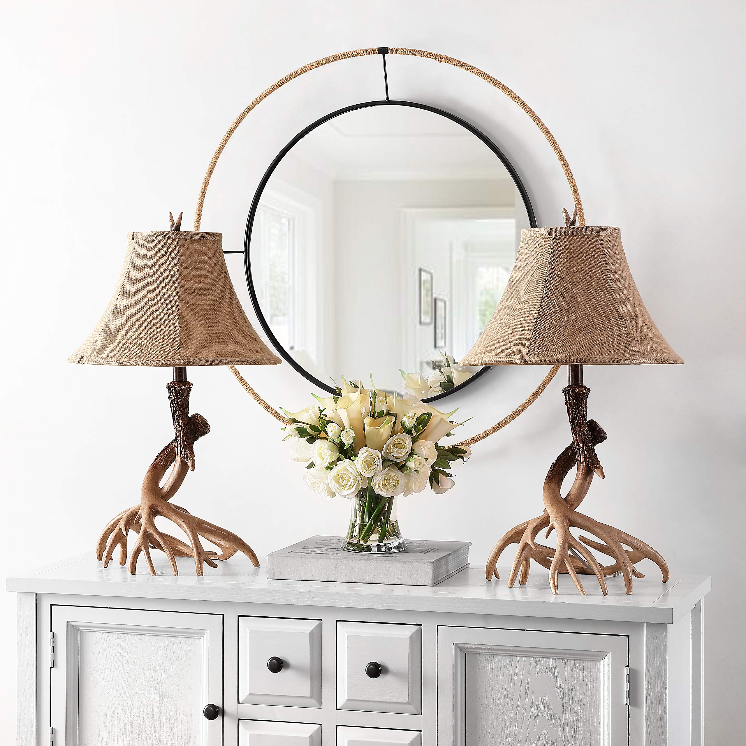 SAFAVIEH Sundance Rustic Farmhouse Brown Antler Table Lamp Set of 2 - 26