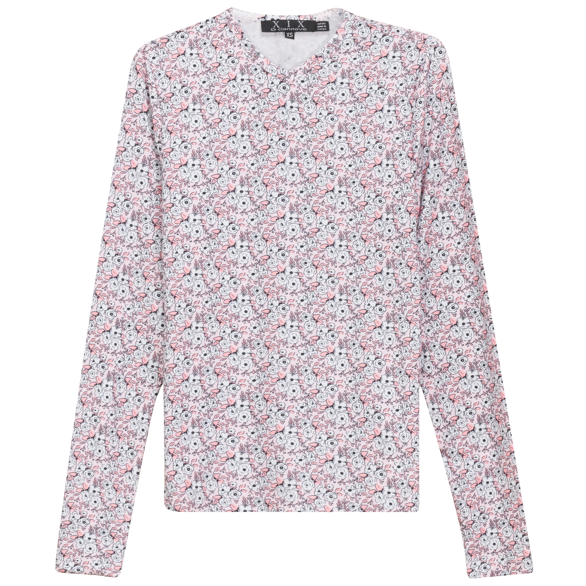 Printed V Neck Long Sleeve T-Shirt for Women - Fashion Casual Top for Everyday Wear, Work & Outings