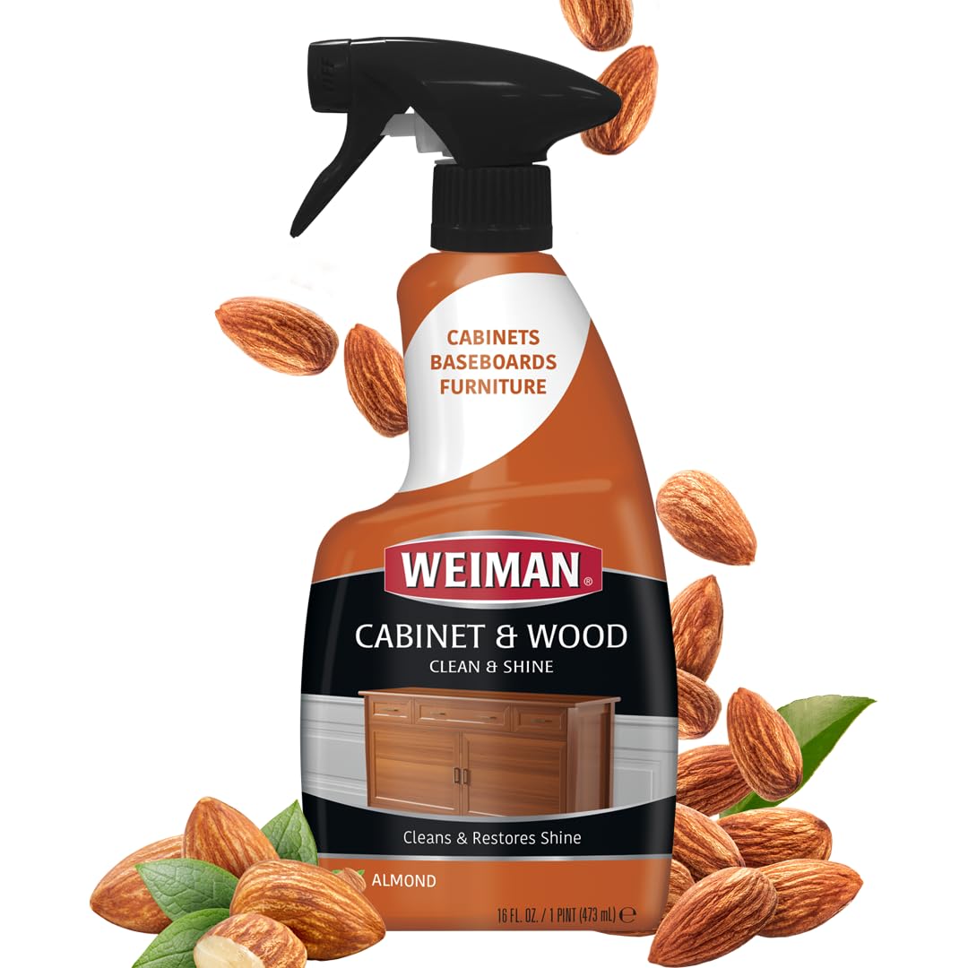 Weiman Cabinet & Wood Cleaner Spray - 16oz (2 Pack) with Microfiber Towel | Shine, Clean & Protect Wood Cabinets, Furniture, Tables, Baseboards & Trim | Ideal for Kitchen, Living Room & Office Wood Care
