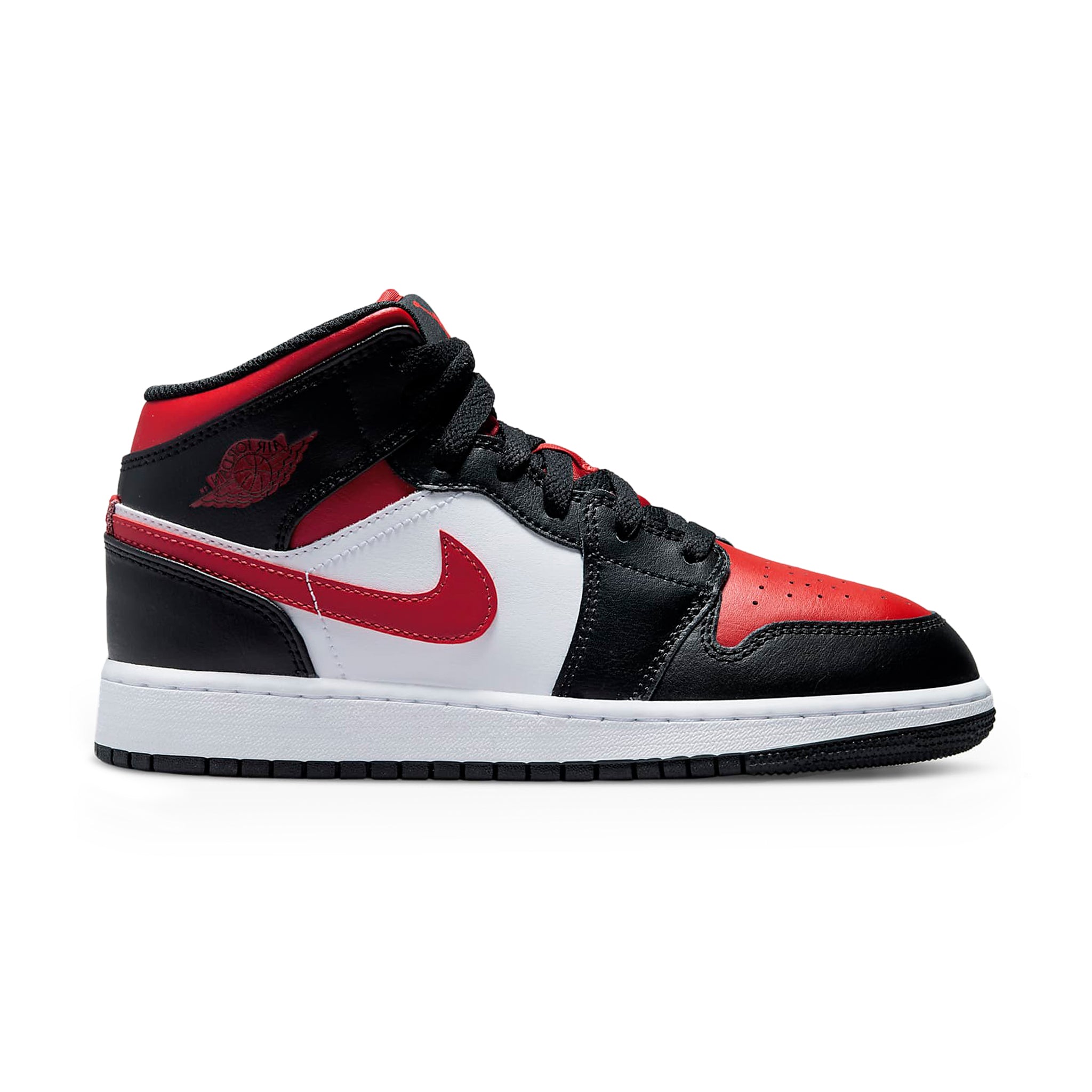 Air Jordan 1 Mid Black Fire Red Basketball Shoes for Kids (GS) - Retro Style Sneakers for School, Sports & Streetwear Fashion