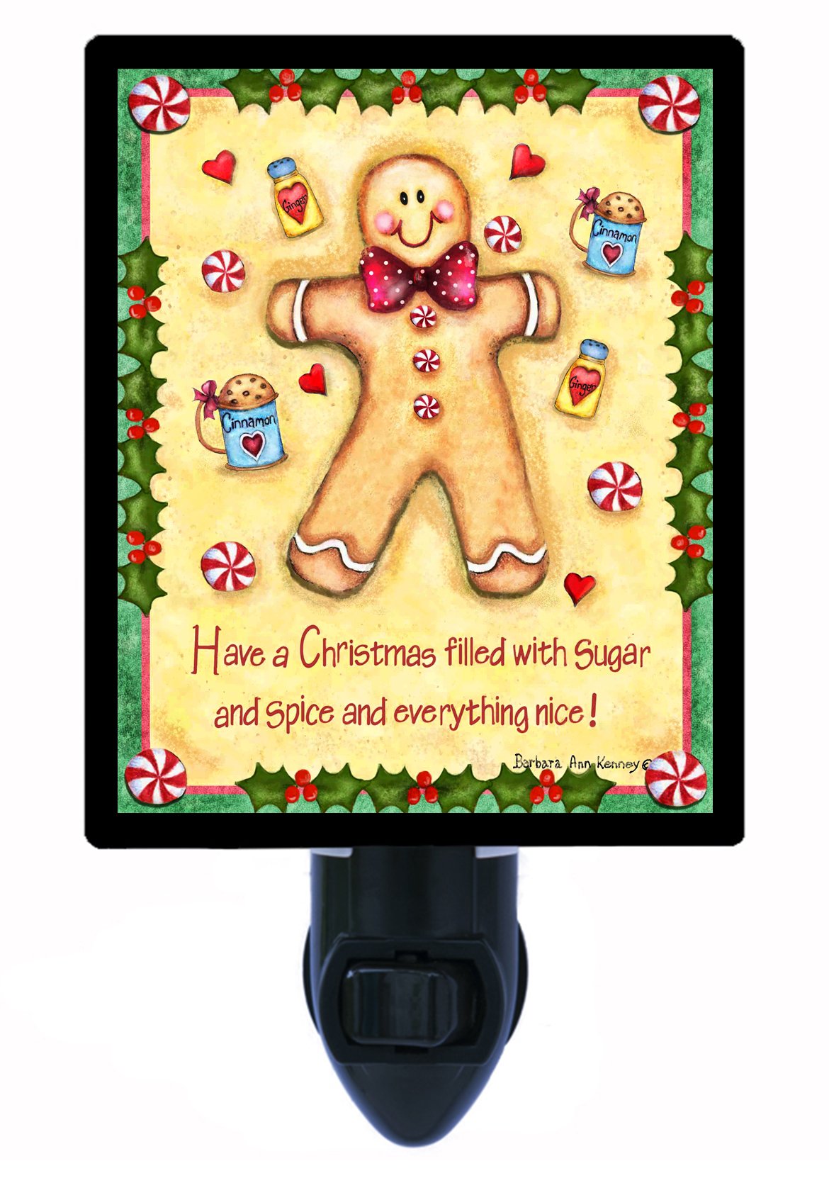 Gingerbread Man Night Light - Sugar & Spice Christmas Decor for Kitchen, Bedroom, Nursery | Warm Holiday Nightlight for Kids & Home Decor