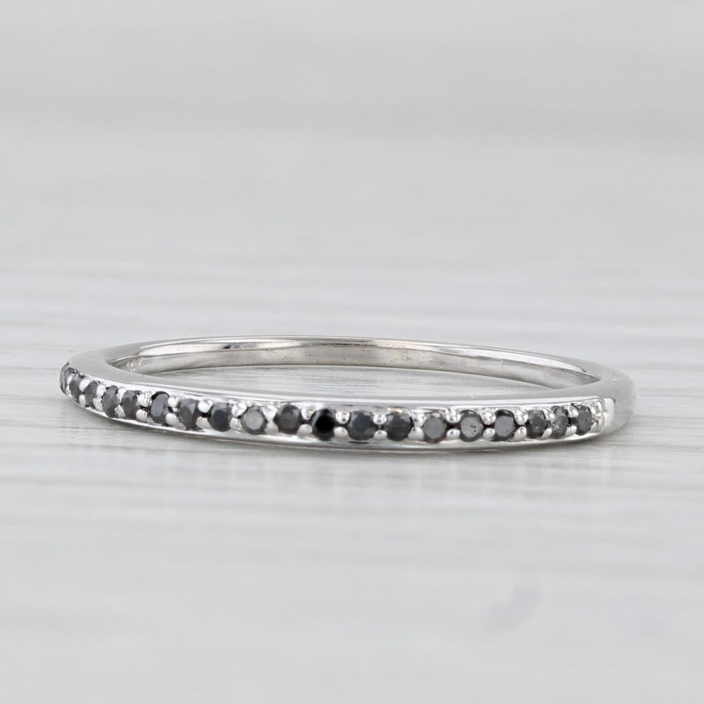 0.10ctw Black Diamond Wedding Band Ring - 14k White Gold Size 7.25 - Stackable Bridal Ring for Engagement, Anniversary & Everyday Elegance