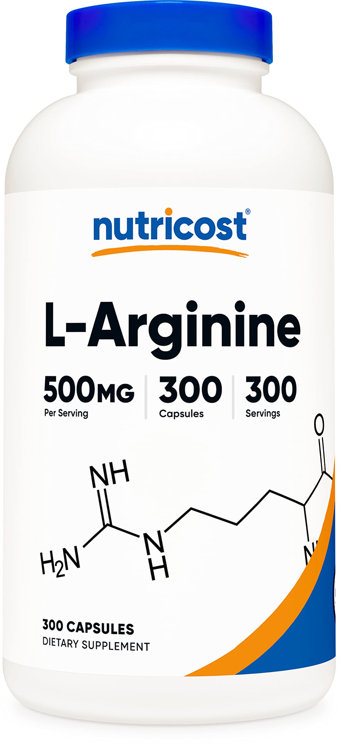 Nutricost L-Arginine 500mg, 300 Capsules - Gluten Free, Non-GMO Supplement for Heart Health, Blood Flow & Workout Performance - Supports Nitric Oxide Production & Muscle Recovery