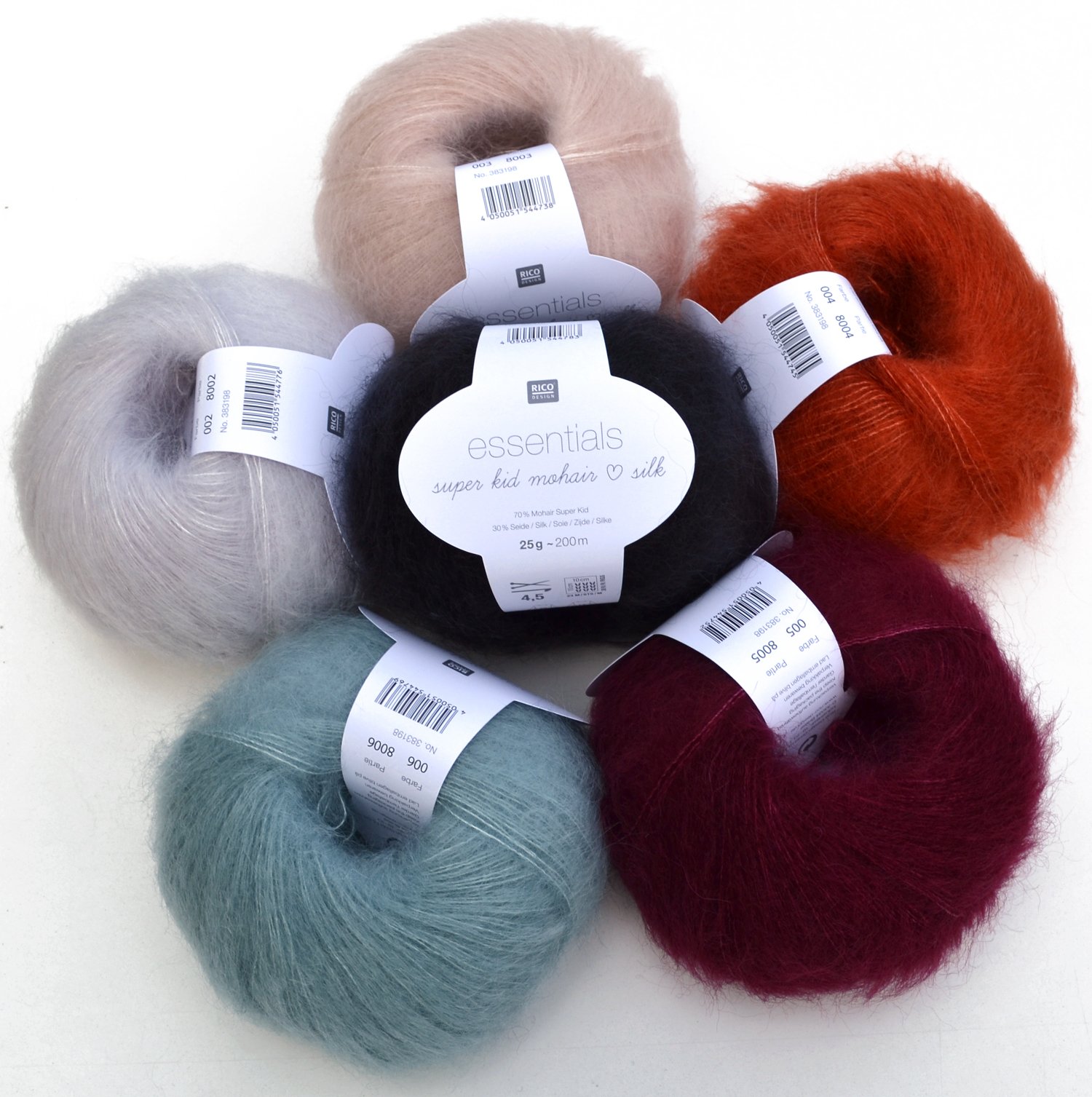 Rico Essentials Super Kid Mohair Loves Silk 007 Black Yarn - Premium Knitting & Crochet Wool for Scarves, Sweaters & Baby Clothes - Soft & Luxurious Handmade Craft Supplies