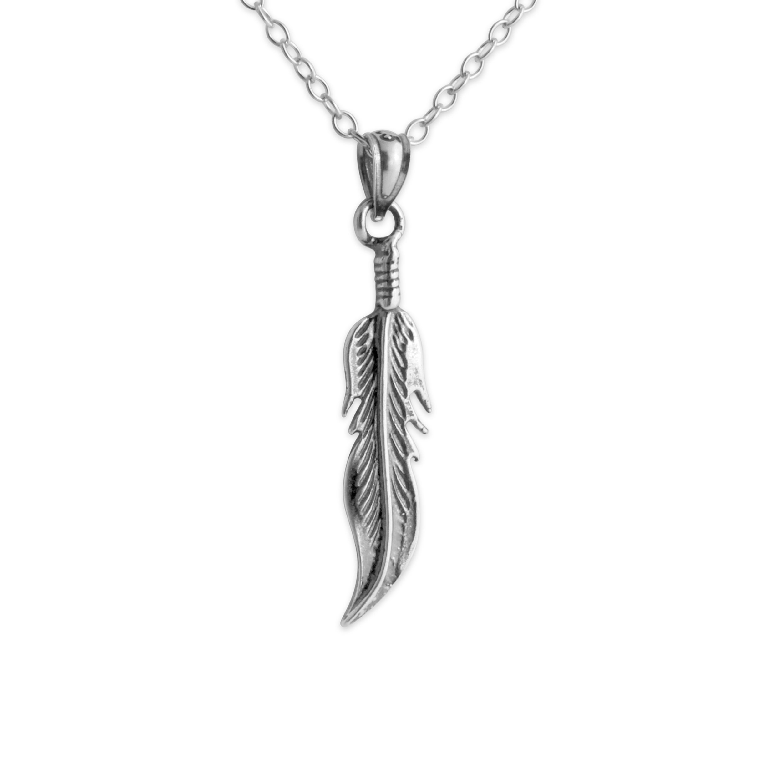Azaggi Sterling Silver Handcrafted Little Feather Necklace - Dainty 22