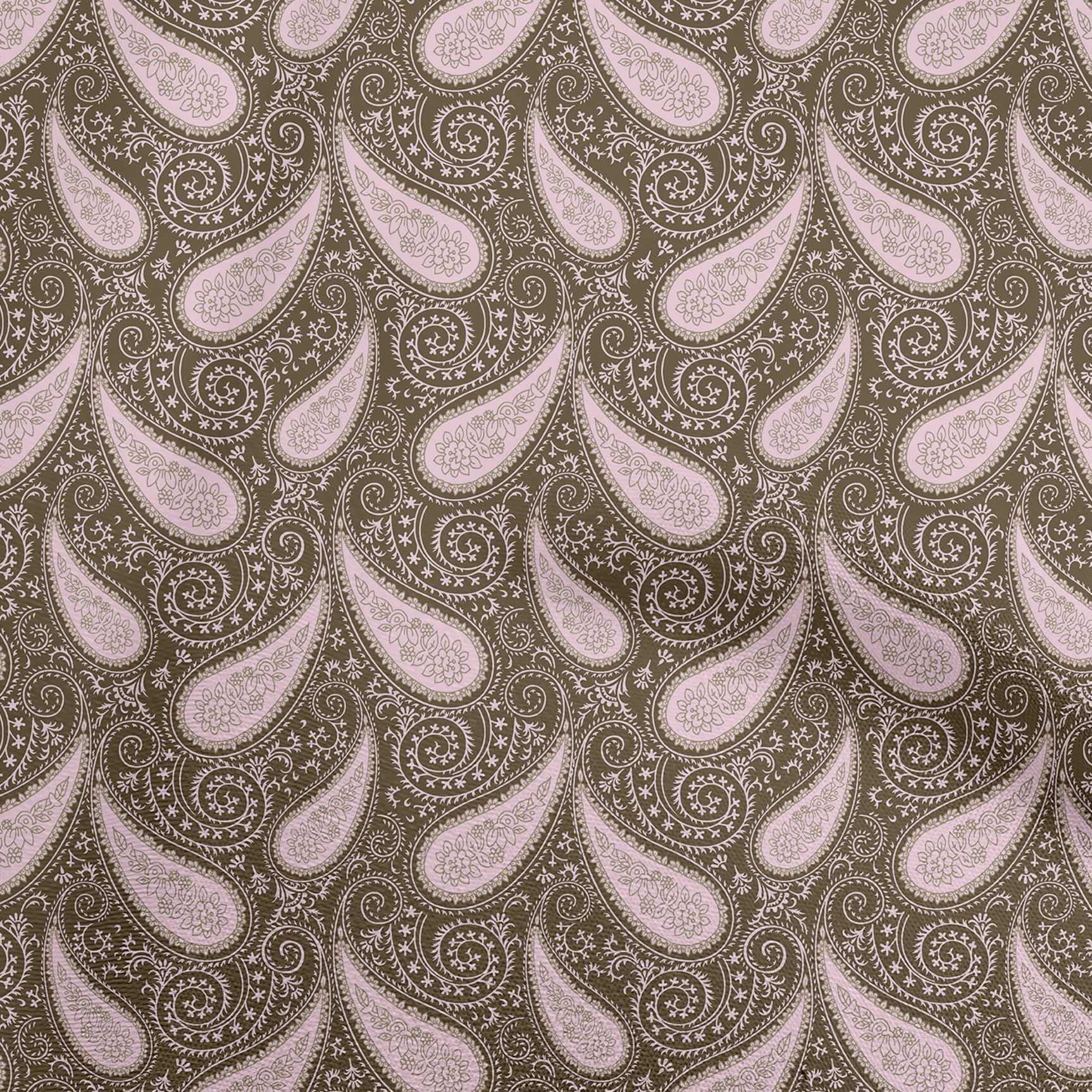 oneOone Rayon Brown Paisley Printed Fabric - 56 Inch Wide for DIY Clothing, Dresses, Scarves & Home Decor Sewing Supplies | Premium Quality by The Yard