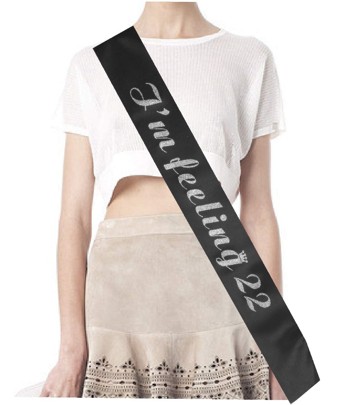 MEANT2TOBE 22nd Birthday Sash & Tiara Set for Women - Sparkling Glitter Sash & Rhinestone Silver Metal Tiara | Perfect 22nd Birthday Party Gift | Great for Birthday Celebrations, Bachelorette Parties & Special Occasions