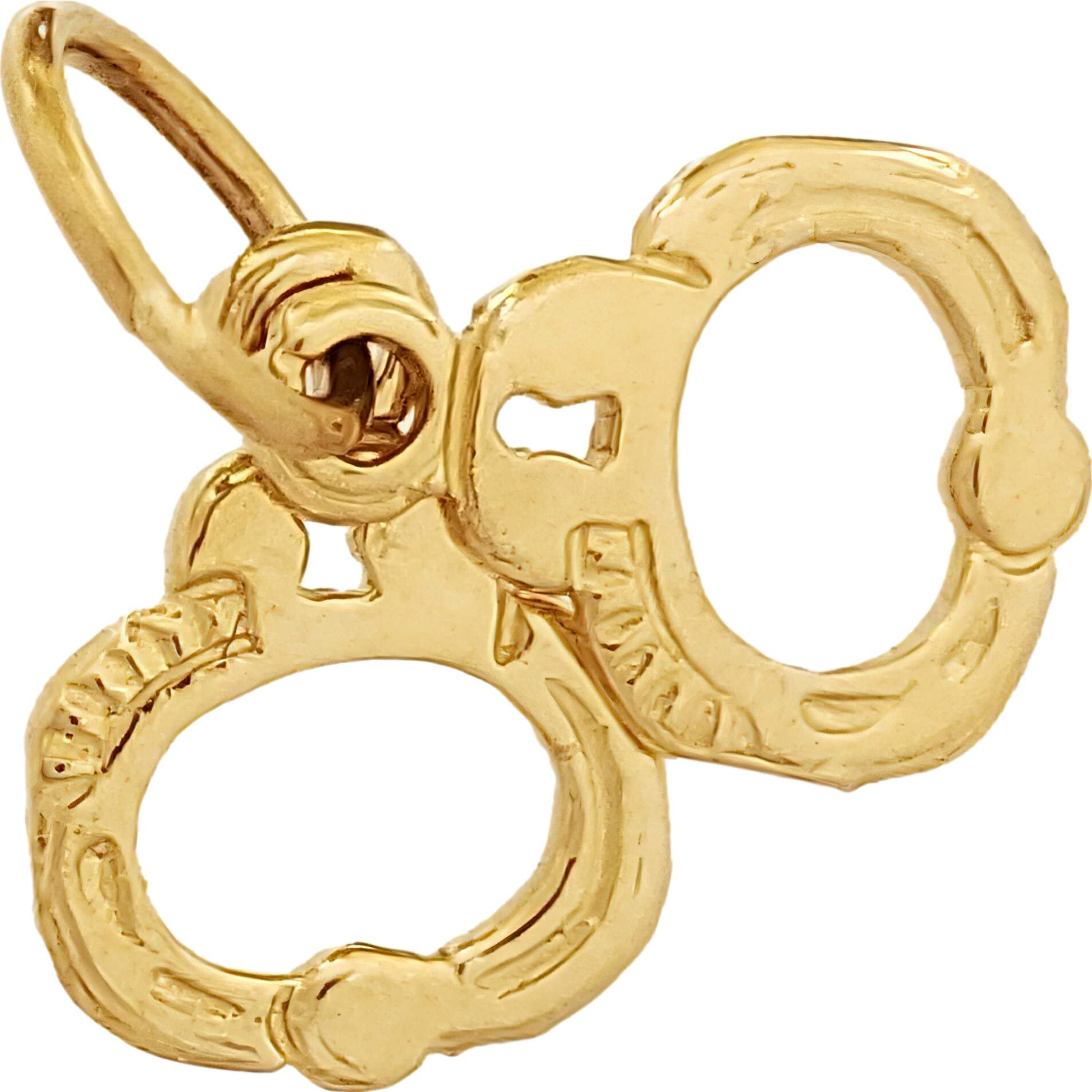 14K Yellow Gold Handcuffs Charm Pendant with 18
