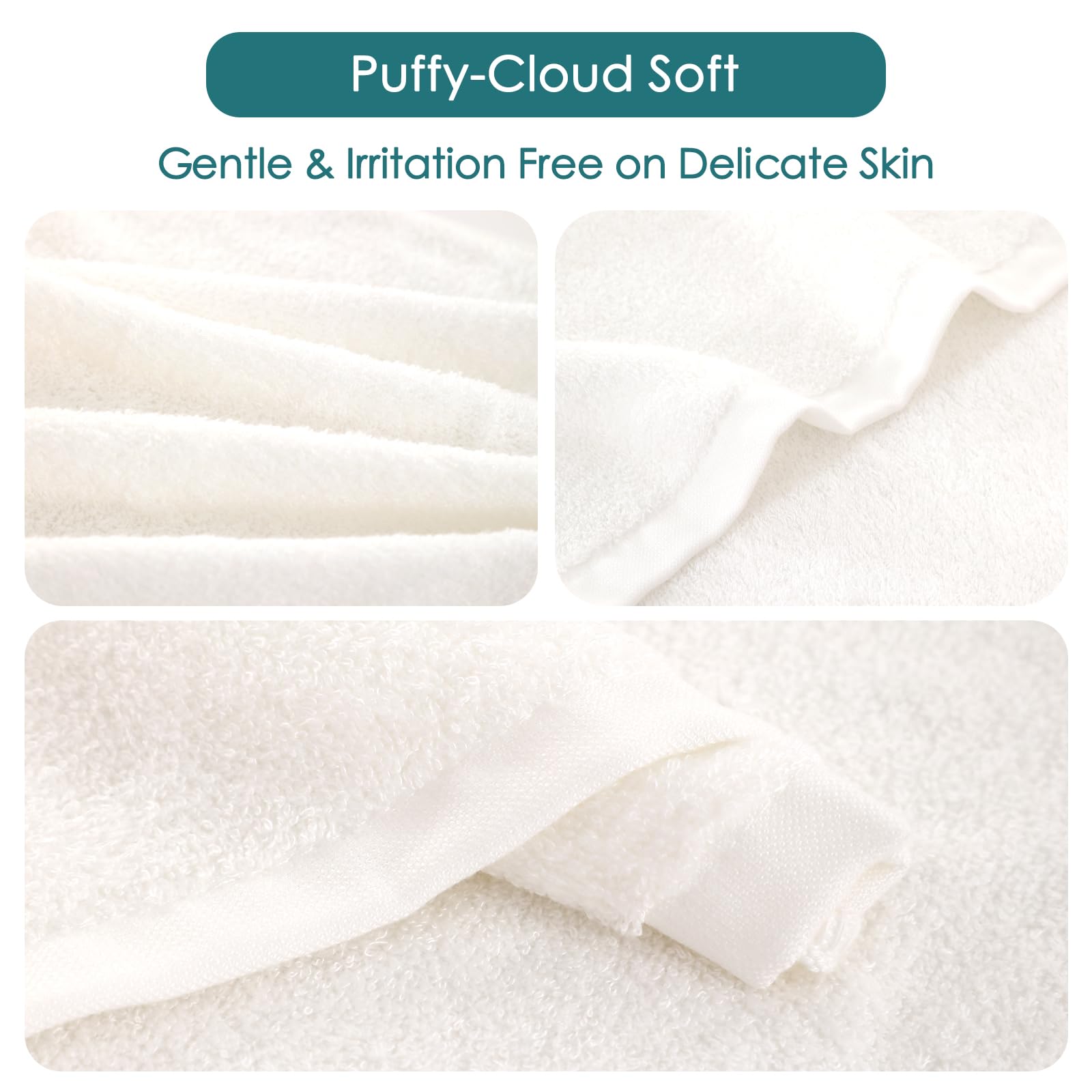 **6 Pack Baby Washcloths - 10x10 Inch Ultra Soft White Wash Cloths for Face & Body | Gentle & Hypoallergenic for Sensitive Skin | Newborn, Toddler & Kids Bath Essentials | Perfect for Bath Time, Diaper Changes & Travel**