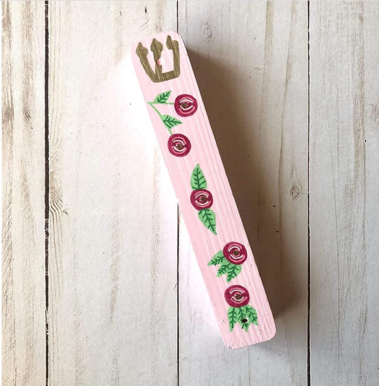 Beautiful Hamsa Mezuzah Tzedakah Box Set - Jewish Baby Naming Gift with Pink Roses Design - Perfect for Bar Mitzvah, Housewarming & Jewish Home Decor