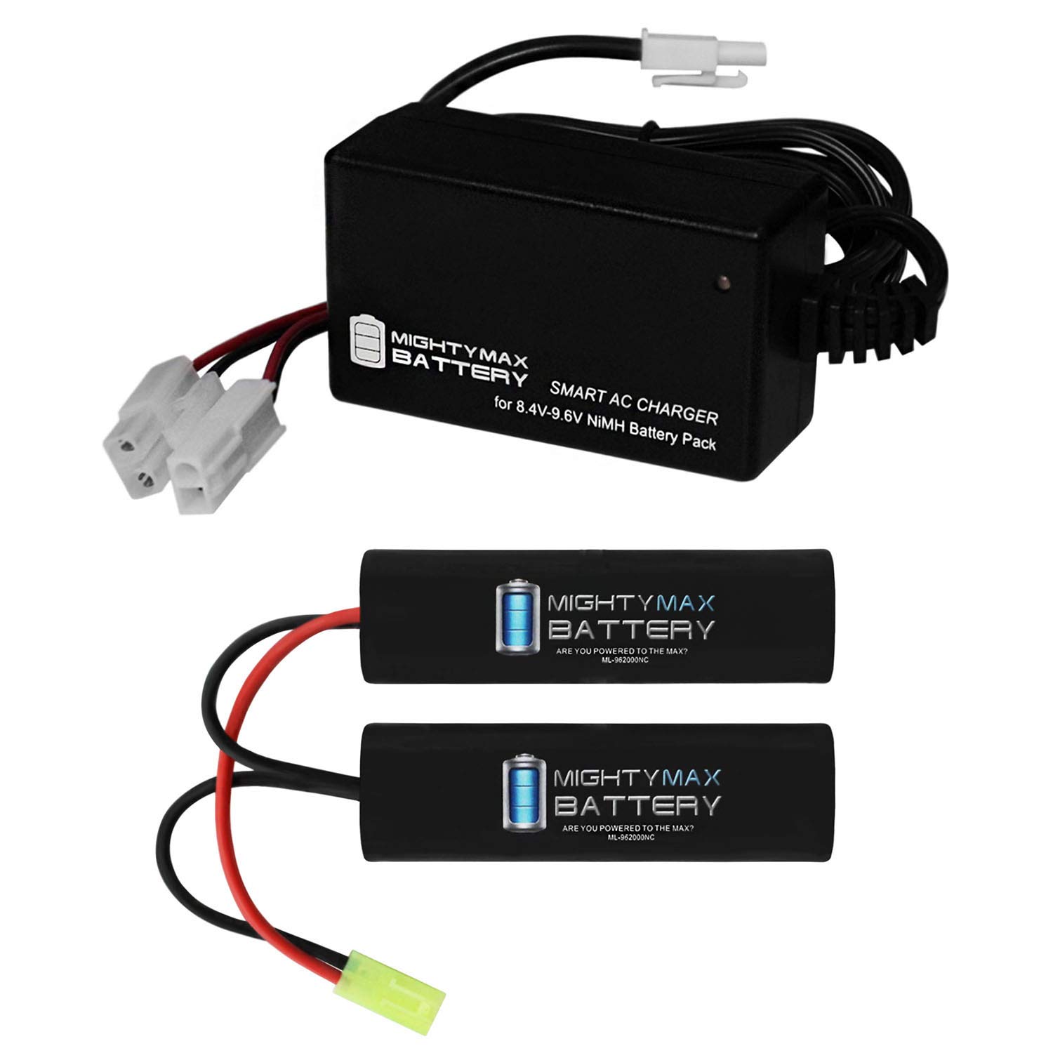 Mighty Max 9.6V 2000mAh NiMH Battery Pack with Smart Charger - Compatible with Echo1 Robinson Armament XCR-L Airsoft Rifle - Perfect for Airsoft Battles and Tactical Training