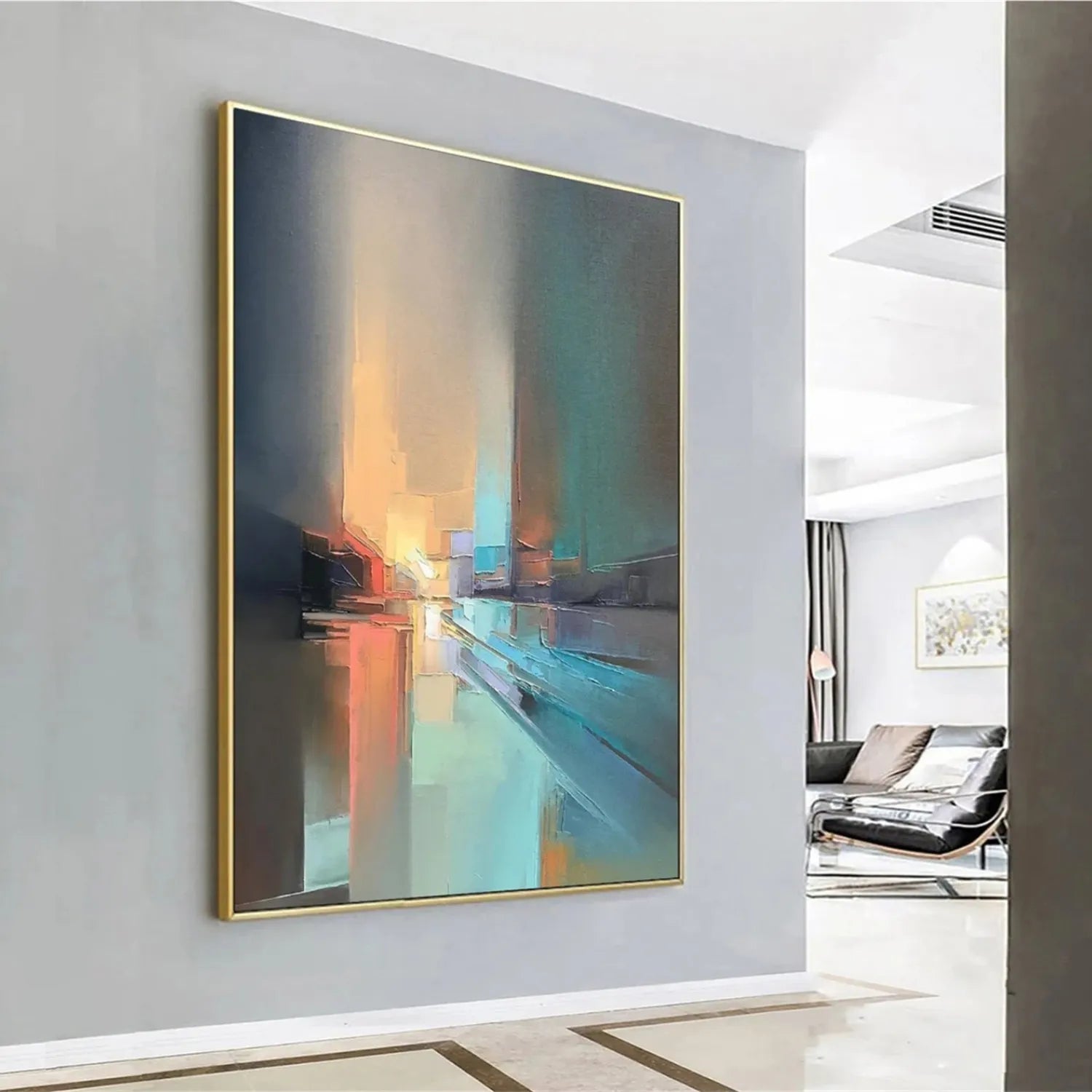 Abstract Painting #AB 204 - Modern Wall Art for Living Room, Bedroom & Office Decor | Large Canvas Artwork for Home & Commercial Spaces