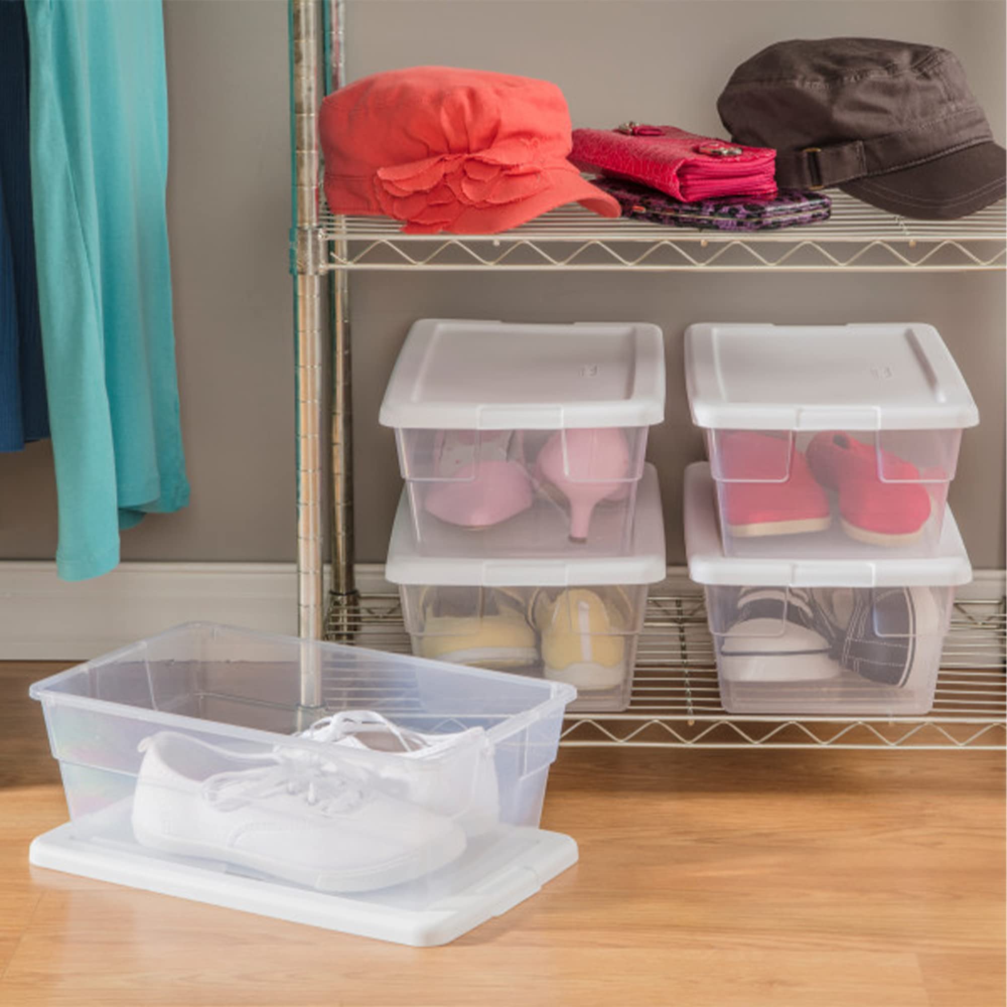 Sterilite 6 Quart Clear Plastic Storage Bins with Snap-Close Lids - 72 Pack Stackable Organizing Containers for Home, Office & Classroom - Perfect for Pantry Organization, Toy Storage & School Supplies