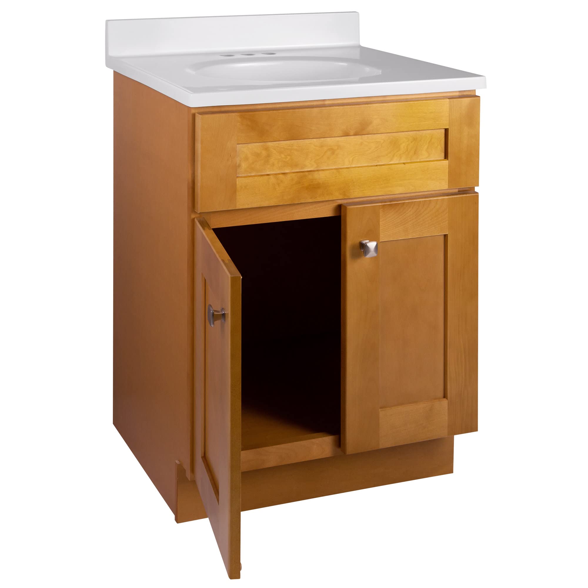 25 Inch Modern Bathroom Vanity Set with Countertop - Ready to Assemble Birch Wood Cabinet for Bathroom Remodel | Perfect for Small Spaces & Powder Rooms