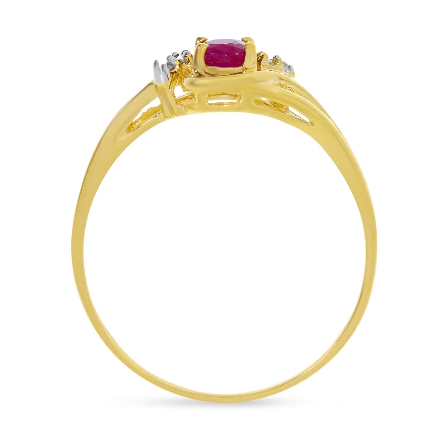 10K Yellow Gold Oval Ruby and Diamond Ring for Women - Elegant Vintage Style Jewelry for Engagement, Wedding, Anniversary & Special Occasions