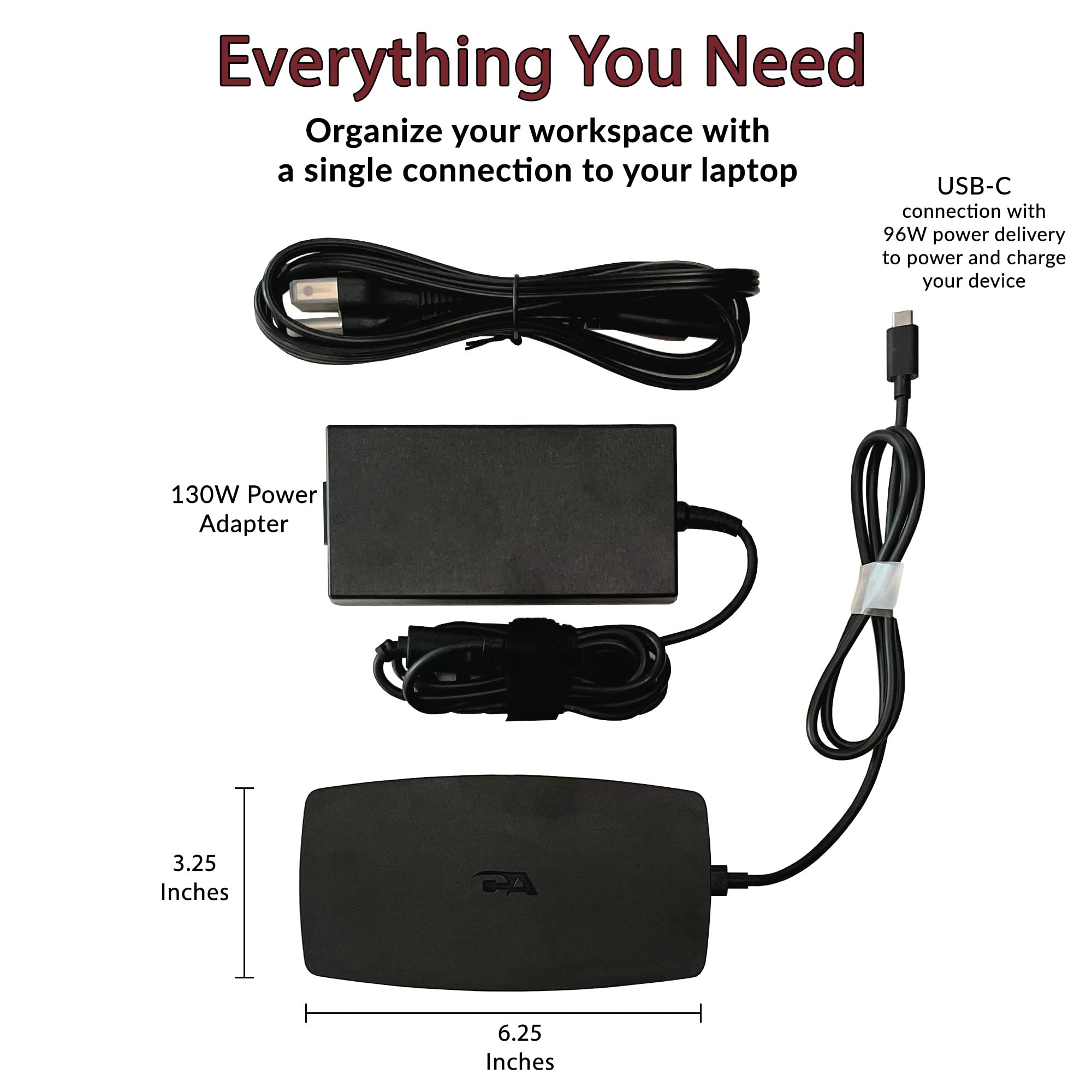 CA Essential Laptop Docking Station (DS-1000) - USB-C Hub with Dual 4K HDMI, 6 USB Ports, Ethernet, 100W PD Charging | TAA Compliant | Perfect for Home Office, Remote Work & Multi-Monitor Setup