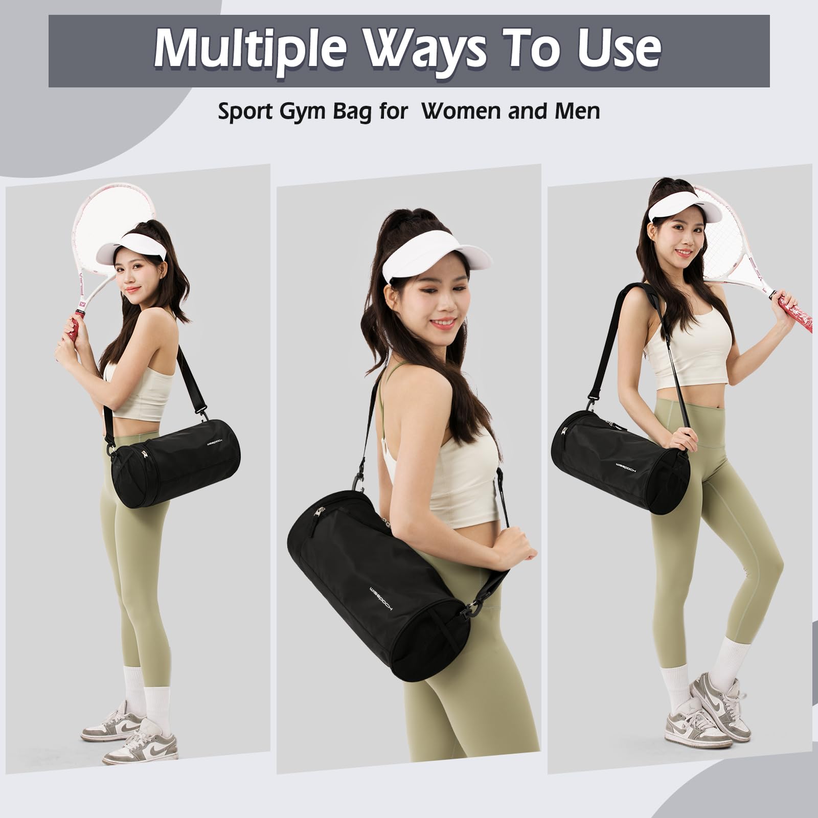 Small Gym Bag for Women & Men - Waterproof Mini Duffle Bag for Workout, Yoga, Sports, Travel, Overnight Weekender & Dance | Lightweight & Durable | Perfect for Gym, Fitness Class, Weekend Getaways & Dance Practice (Black)