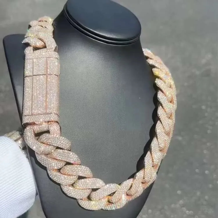 20mm Moissanite Cuban Chain Necklace for Men - 30mm Iced Out Tennis Link Necklace - Perfect for Hip Hop Jewelry, Gifts & Special Occasions