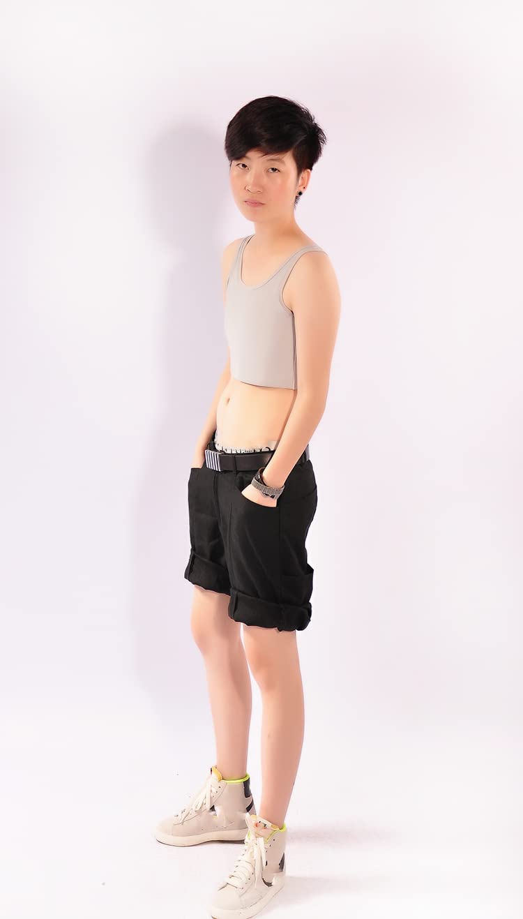 20CM Mesh Stretchy Chest Binder with 3 Rows of Hooks - Comfortable Compression for Tomboy, Trans & Lesbian - Perfect for Everyday Wear, Sports & Gender Affirming
