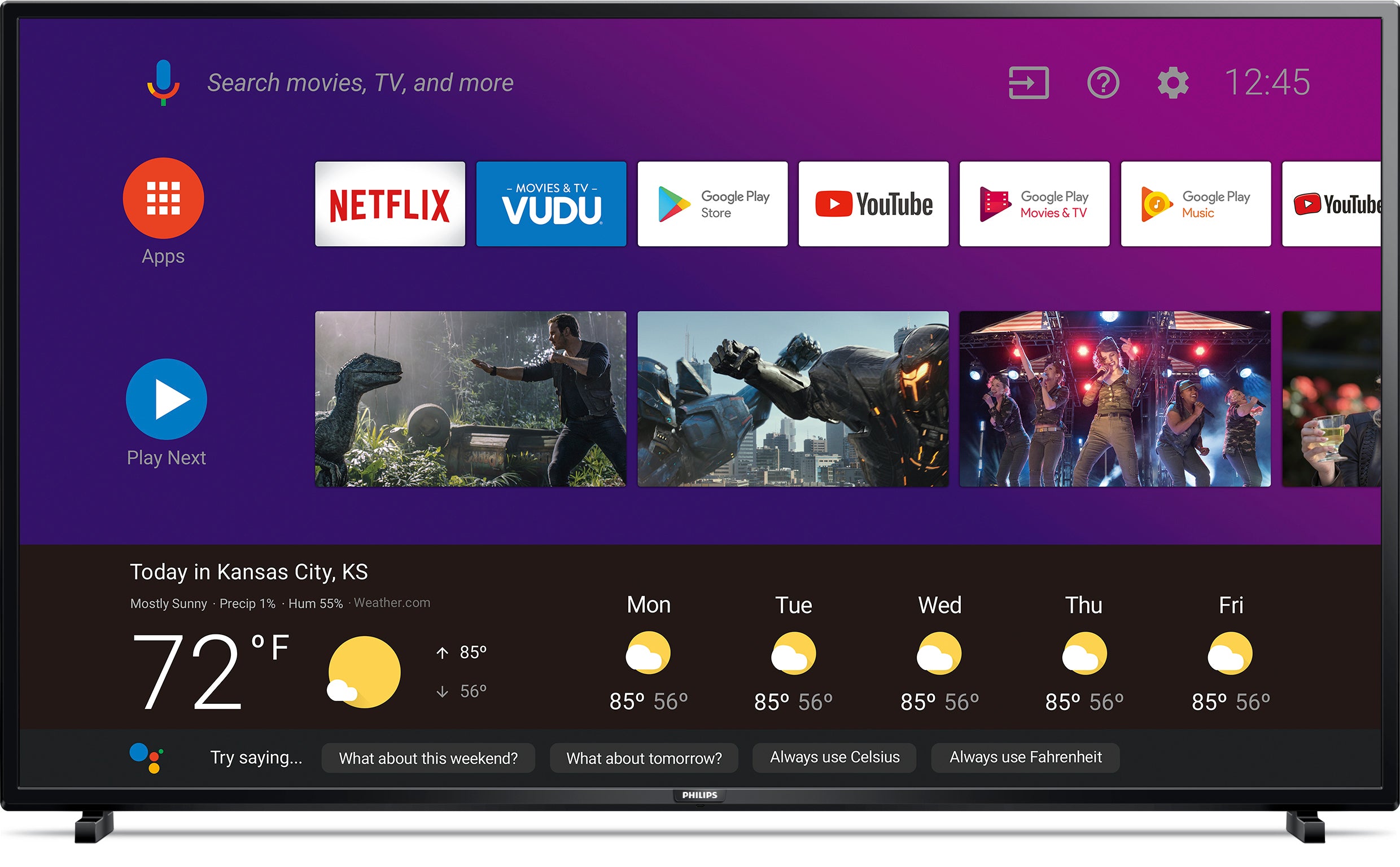 Philips 50PFL5604/F7 50-Inch 4K Ultra HD Smart Android LED TV with Google Assistant - Perfect for Home Theater, Gaming & Streaming