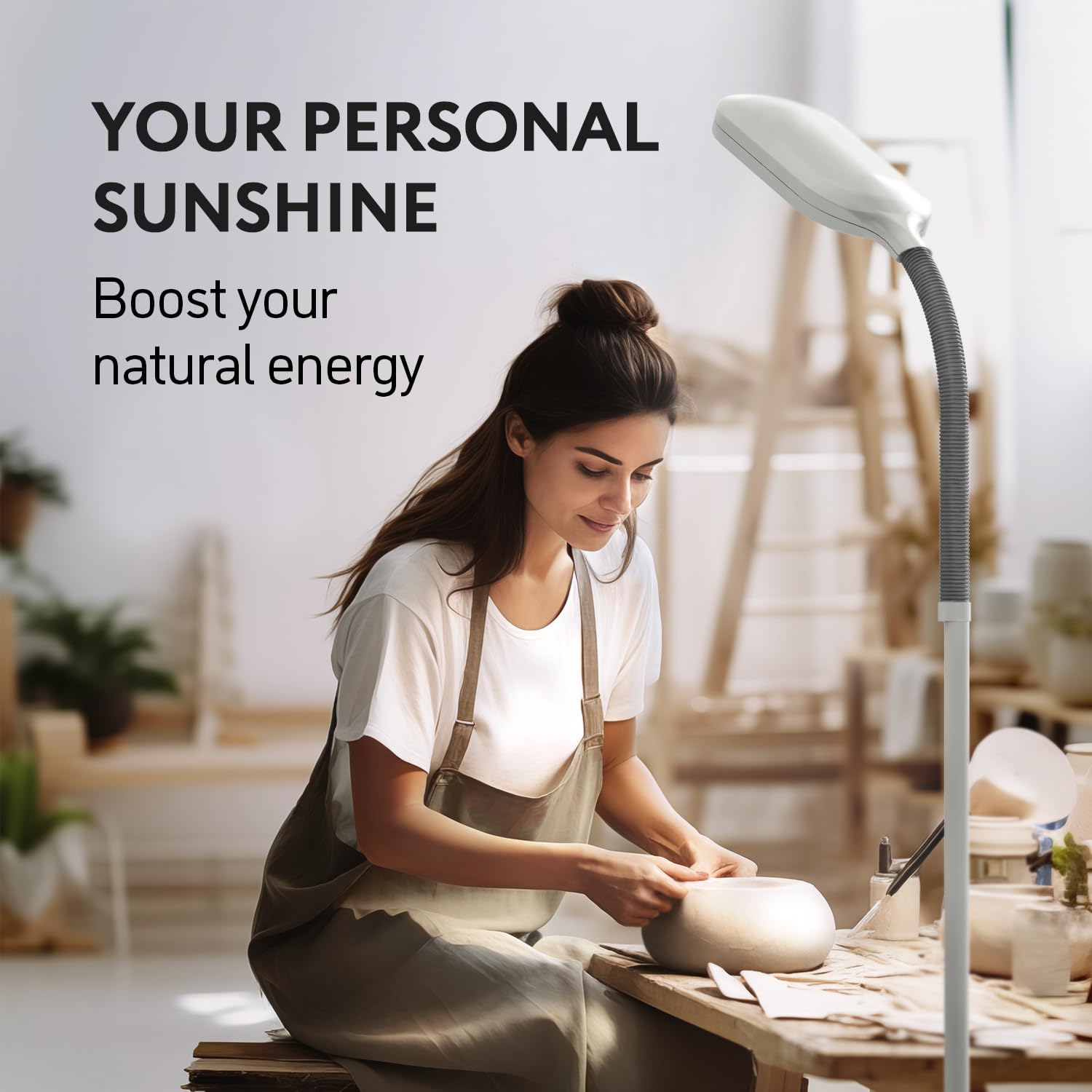 Kenley Daylight Floor Lamp - Natural Sunlight Reading Light with Energy Saving Bulb for True Colors | Sturdy & Easy Assembly | Perfect for Living Room, Bedroom, Office & Study Areas