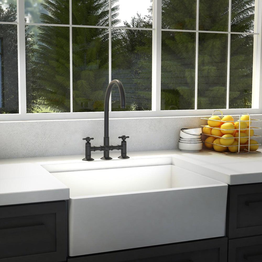 ZLINE Mona Kitchen Faucet with Side Sprayer in Oil Rubbed Bronze - High Arc Pull-Down Sprayer for Modern Farmhouse & Commercial Kitchens (MNA KF ORB)