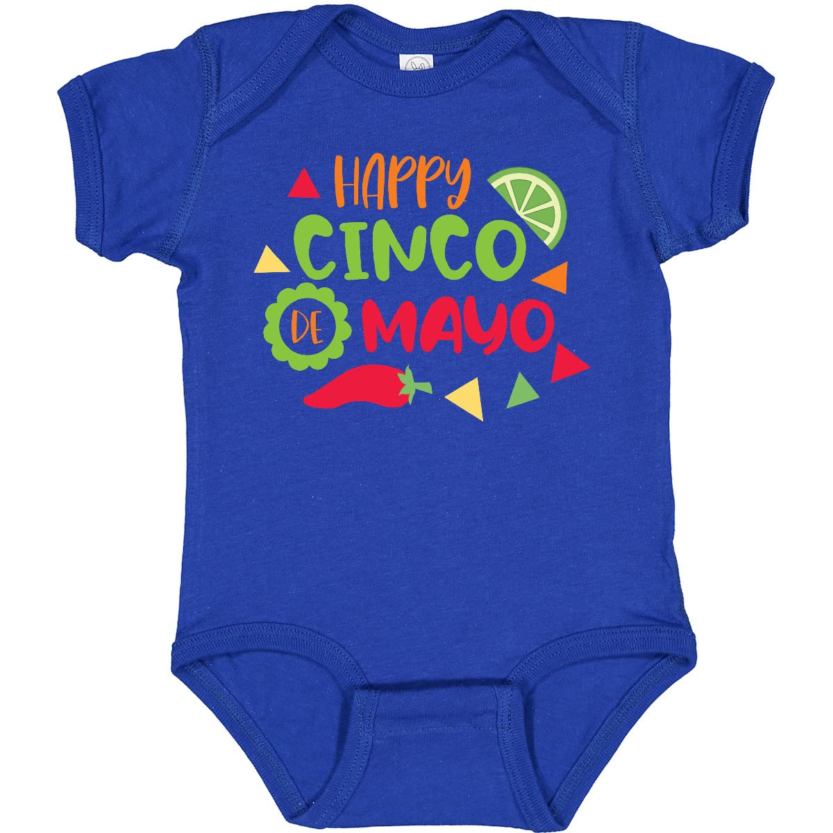 Inktastic Happy Cinco De Mayo with Lime and Red Pepper Baby Bodysuit - Cute Mexican Holiday Outfit for Infants & Toddlers - Perfect for Cinco de Mayo Parties, Family Photos & Festive Celebrations